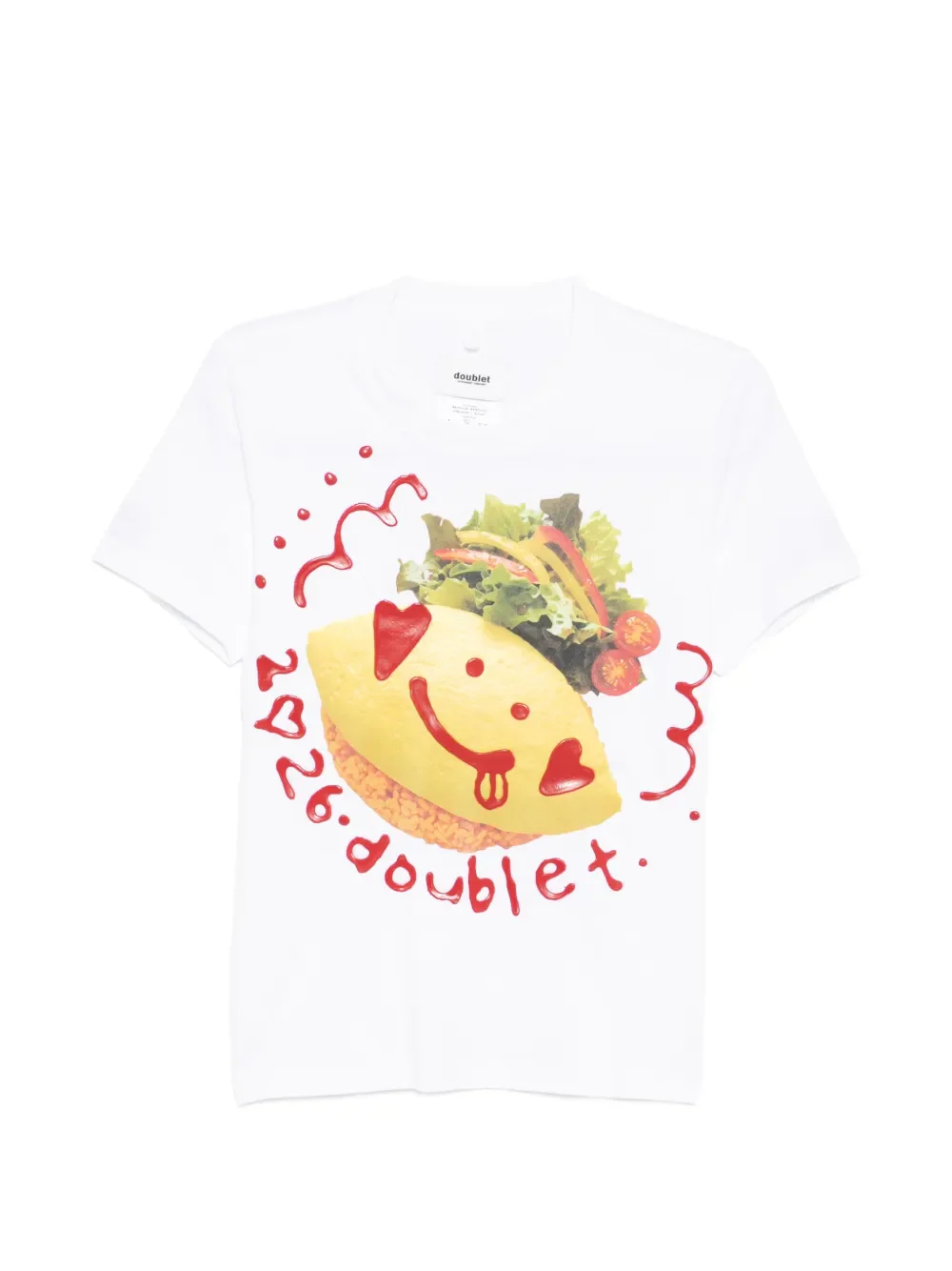 DOUBLET - Unisex Ketchup Message Omurice T-Shirt
