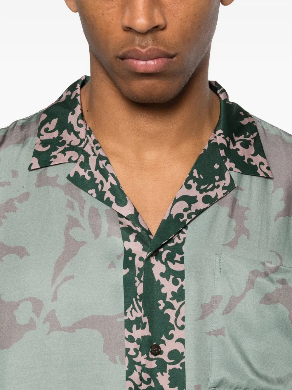 DRIES VAN NOTEN - Men Archive Floral Placed Border Print Shirt - Image 4