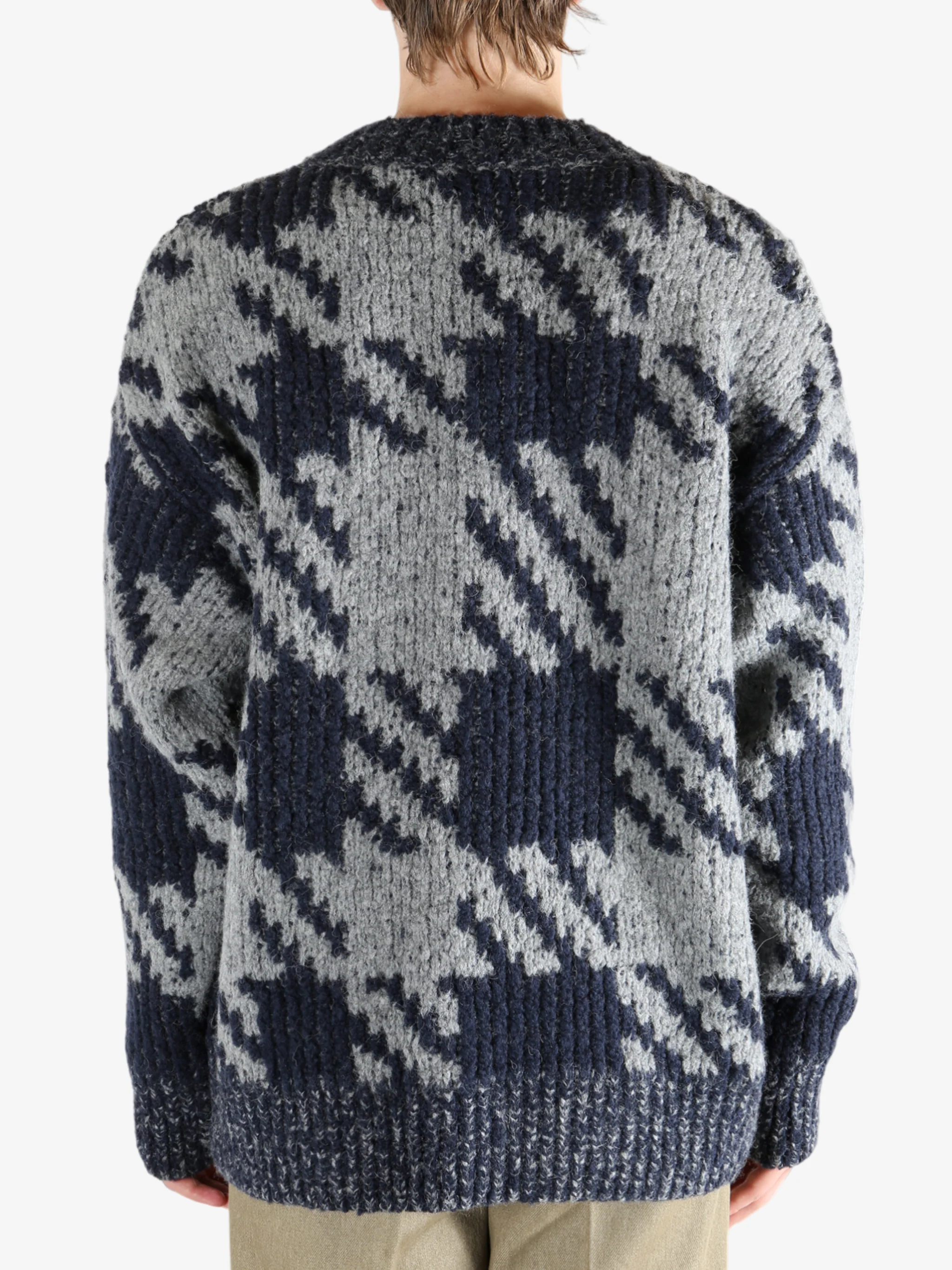 DRIES VAN NOTEN - Men Check Wool Blend Sweater - Image 3