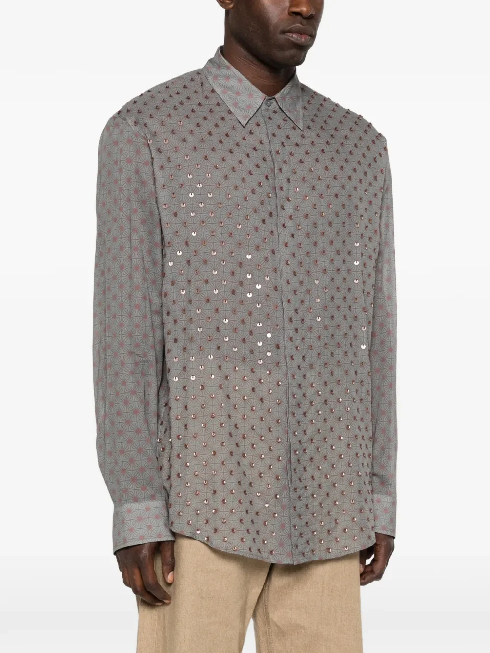 DRIES VAN NOTEN - Men Starburst Polka Dot Print Shirt - Image 2