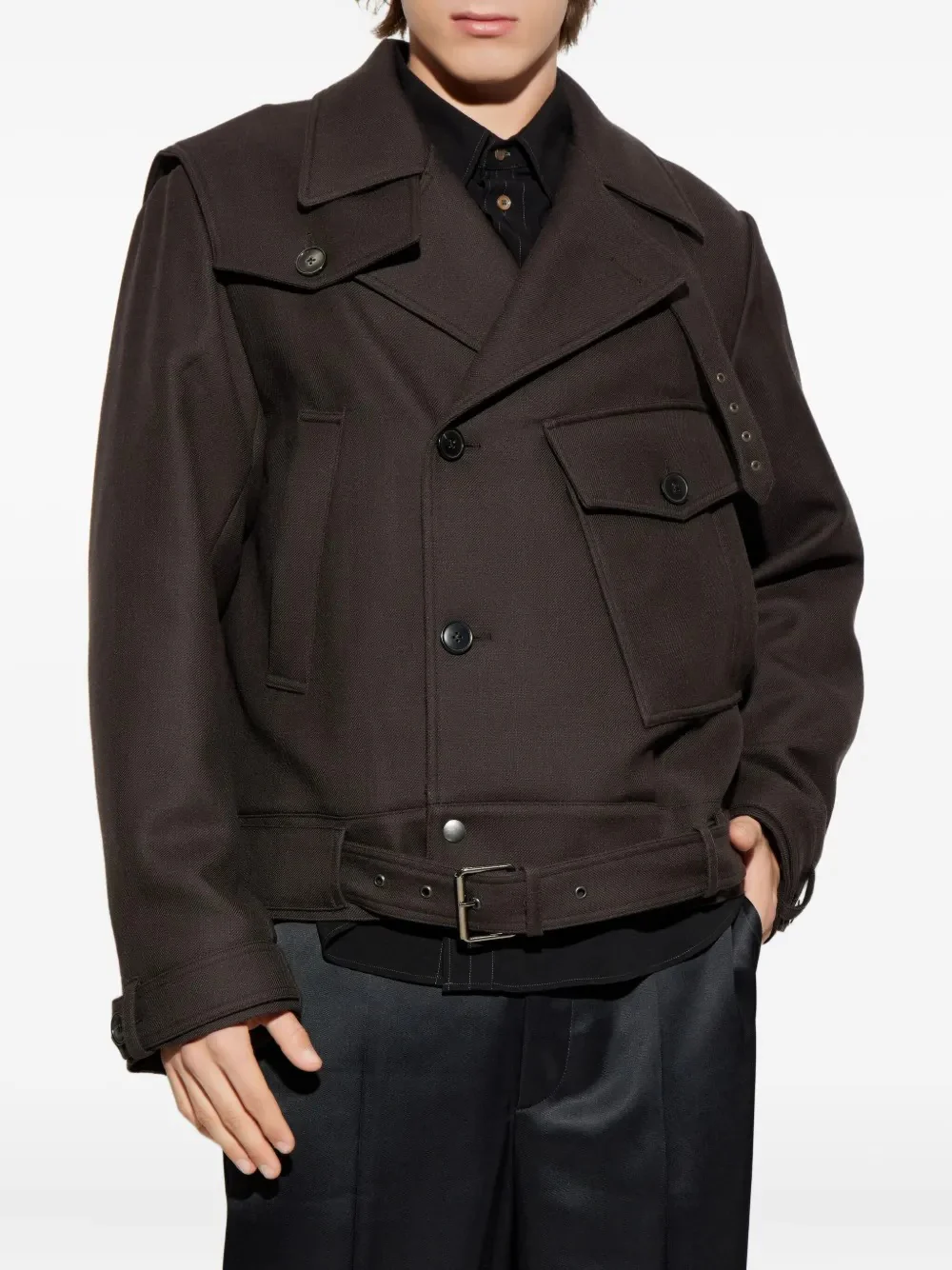 DRIES VAN NOTEN - Men Wool Motorcycle Jacket