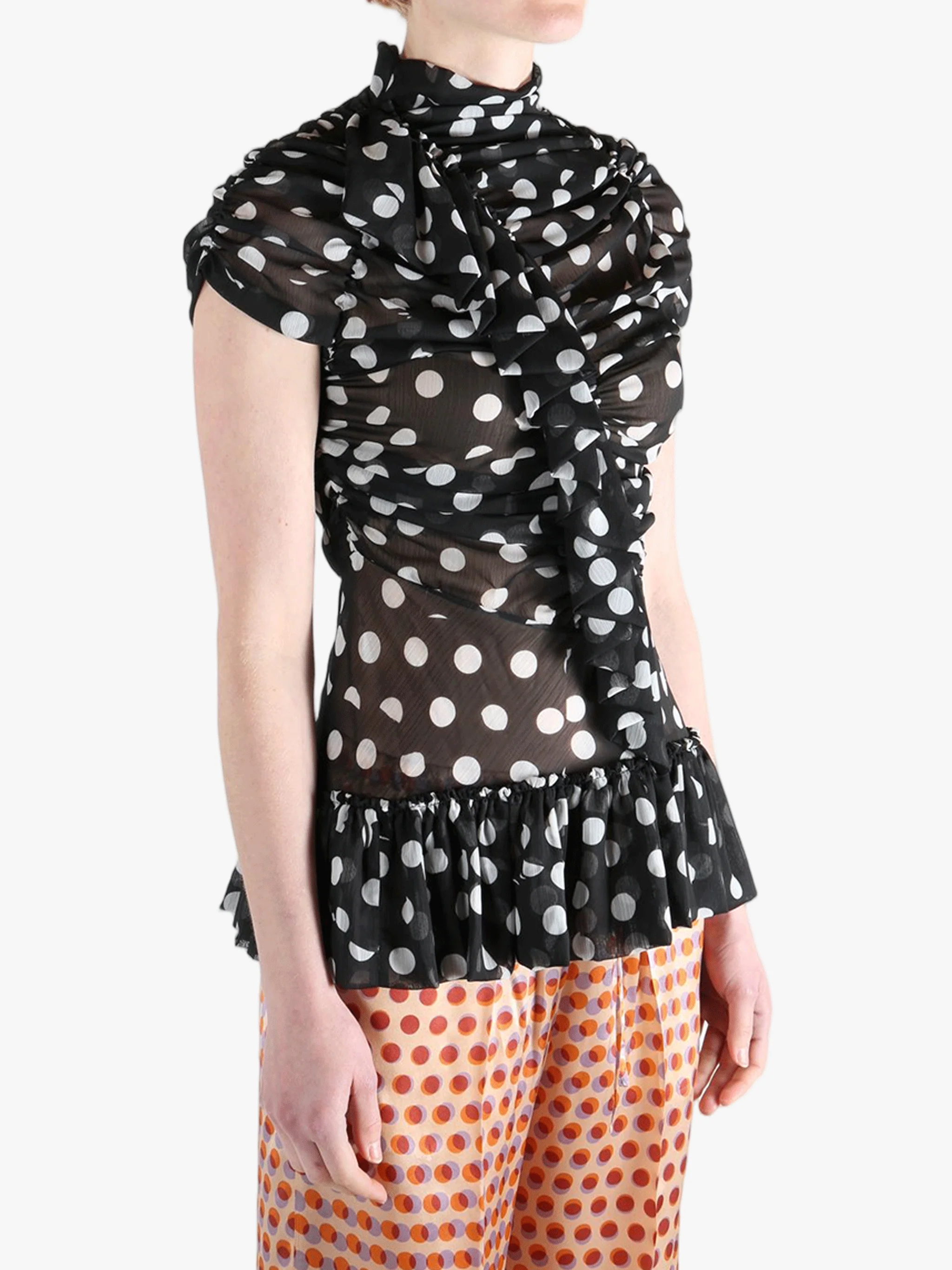 DRIES VAN NOTEN - Women Cut Polka Dot Print Shirt - Image 2