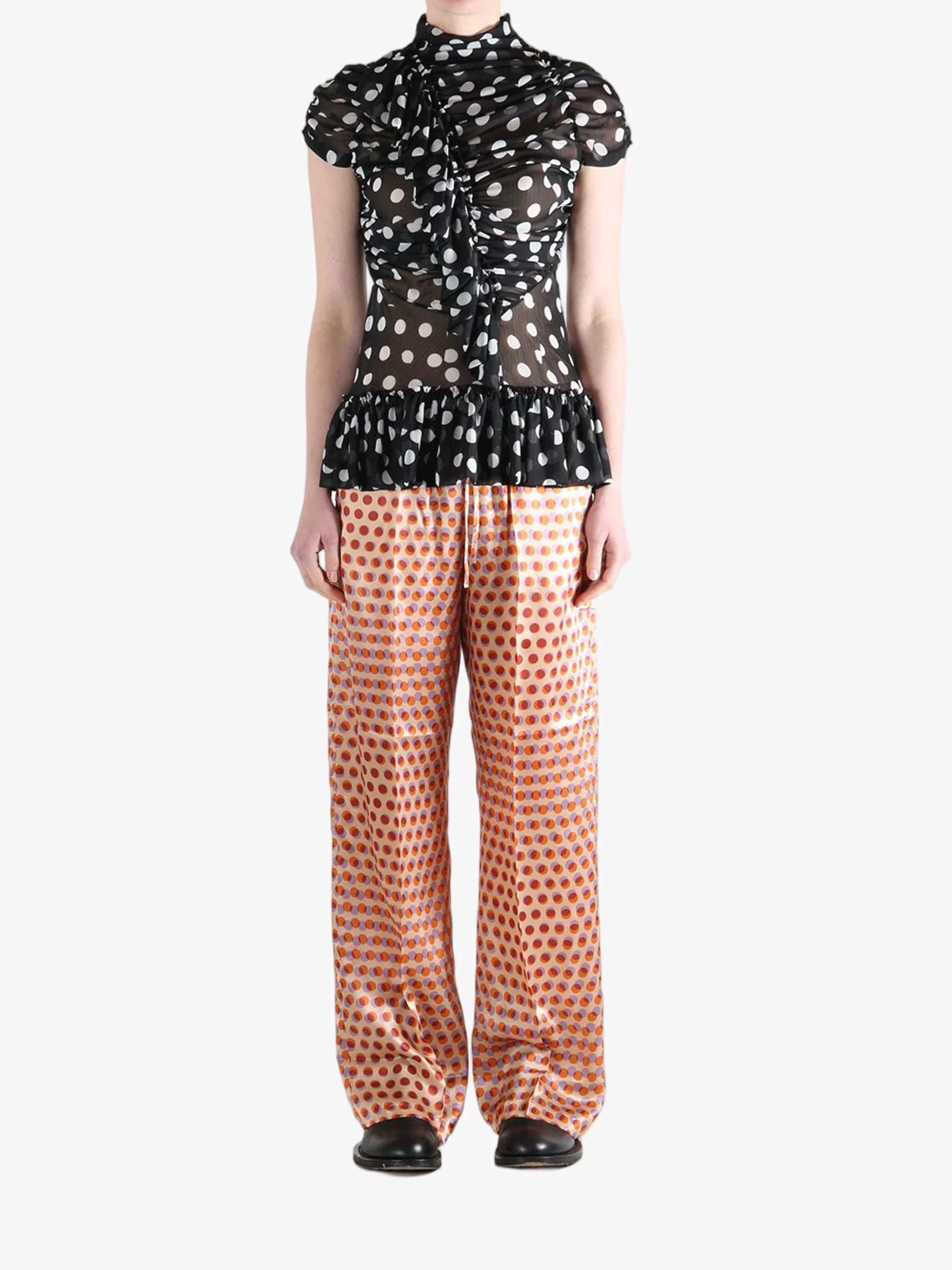 DRIES VAN NOTEN - Women Cut Polka Dot Print Shirt - Image 4