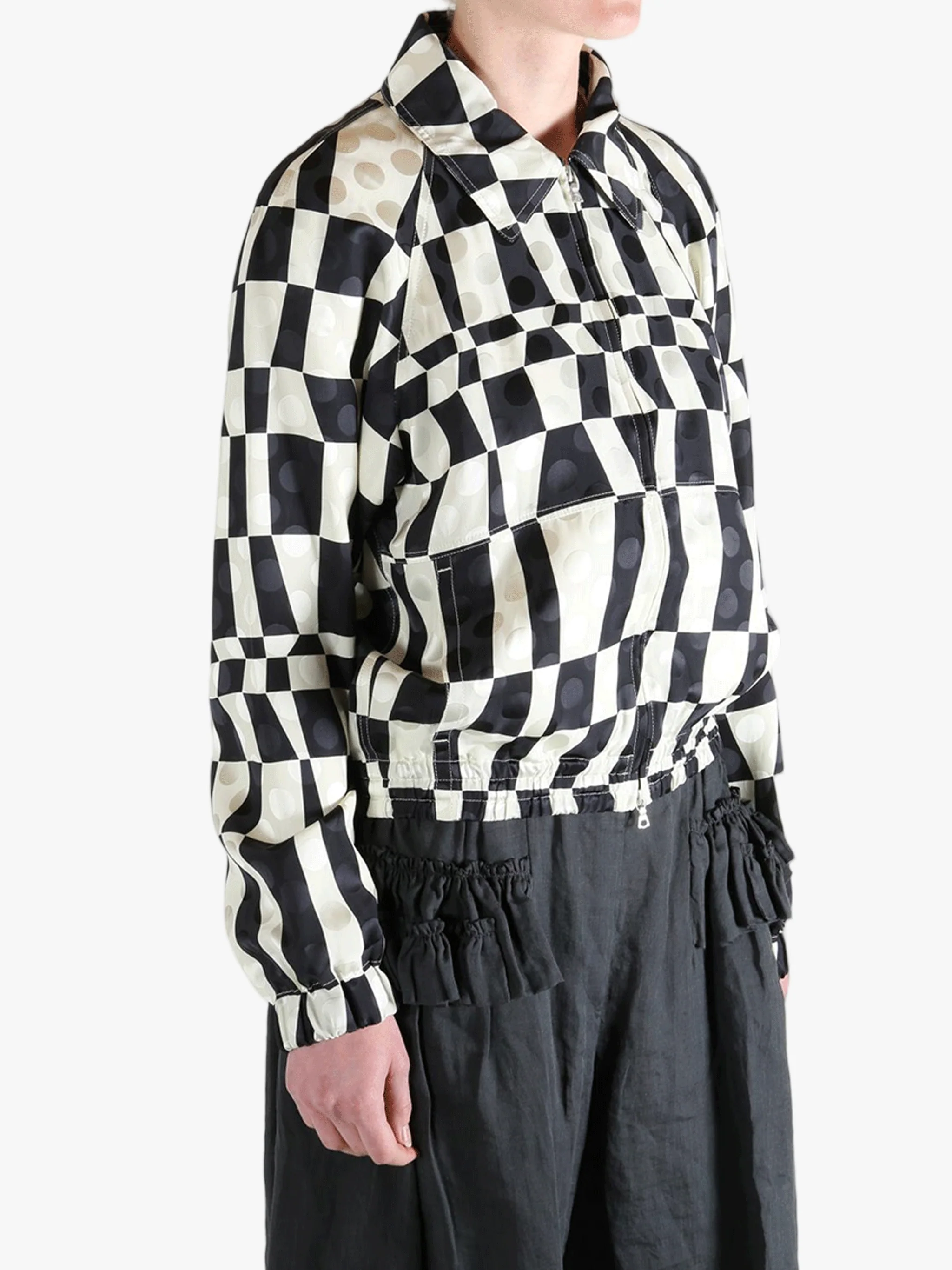 DRIES VAN NOTEN - Women Optical Squares Print On Polka Dot Jacket - Image 2
