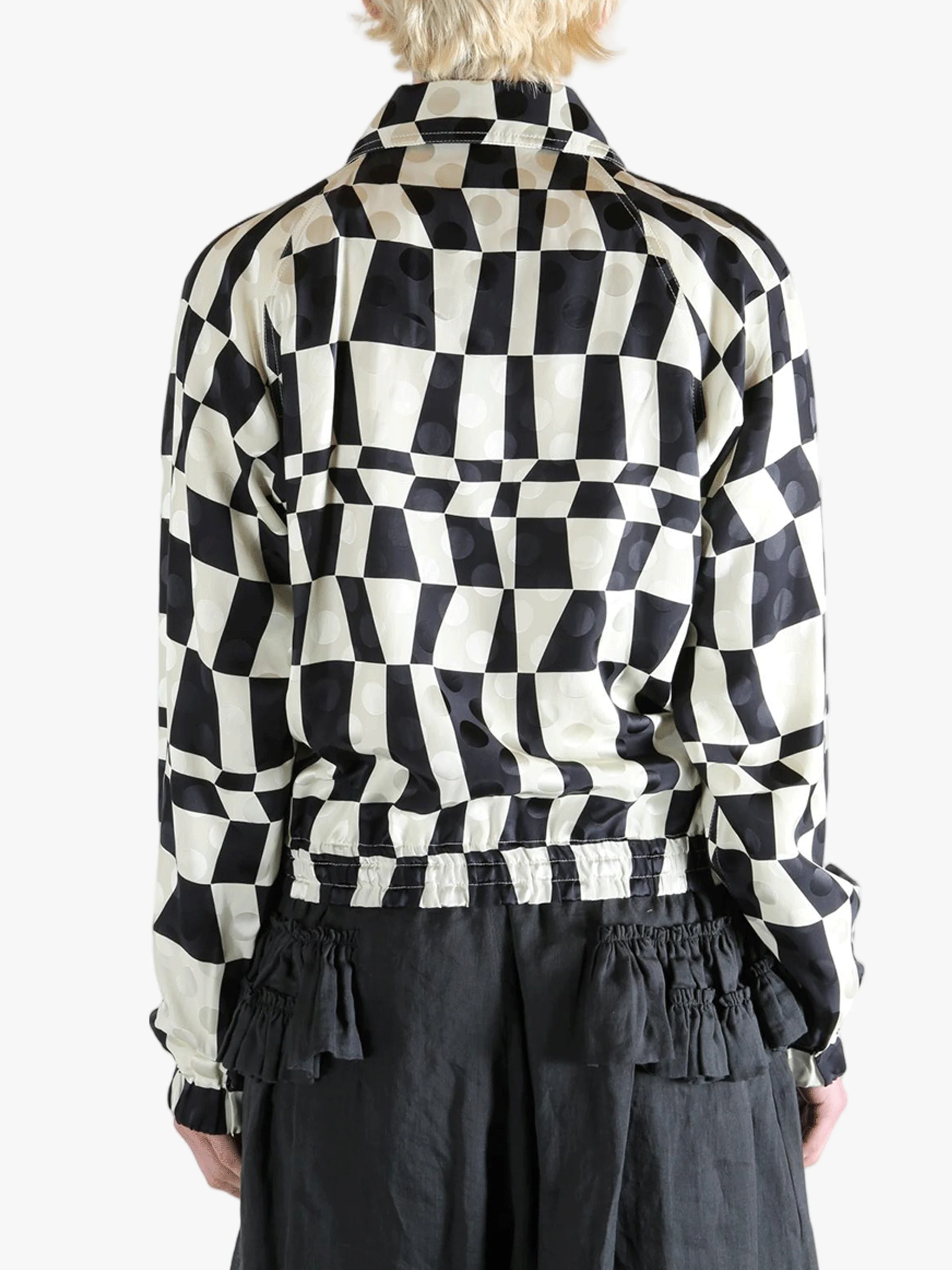 DRIES VAN NOTEN - Women Optical Squares Print On Polka Dot Jacket - Image 3
