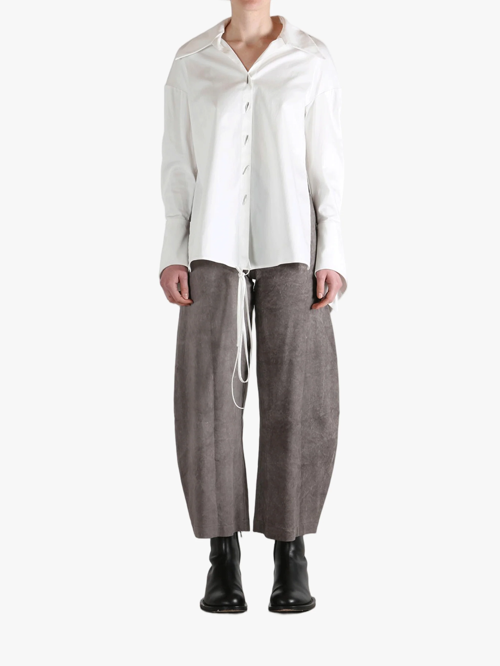 GRACE LING - Women Stitches Oversized Wrap Shirt - Image 4
