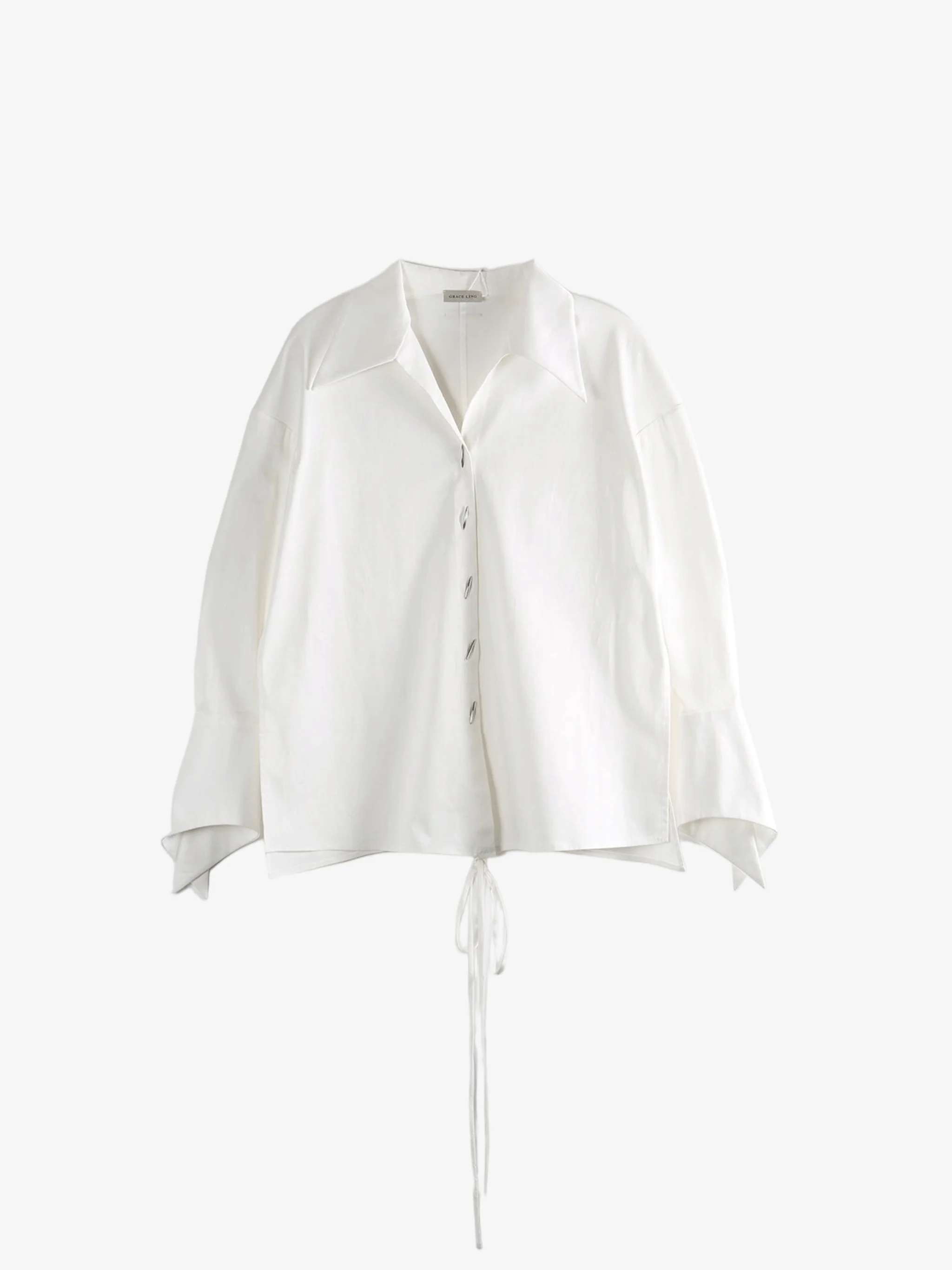 GRACE LING - Women Stitches Oversized Wrap Shirt - Image 5