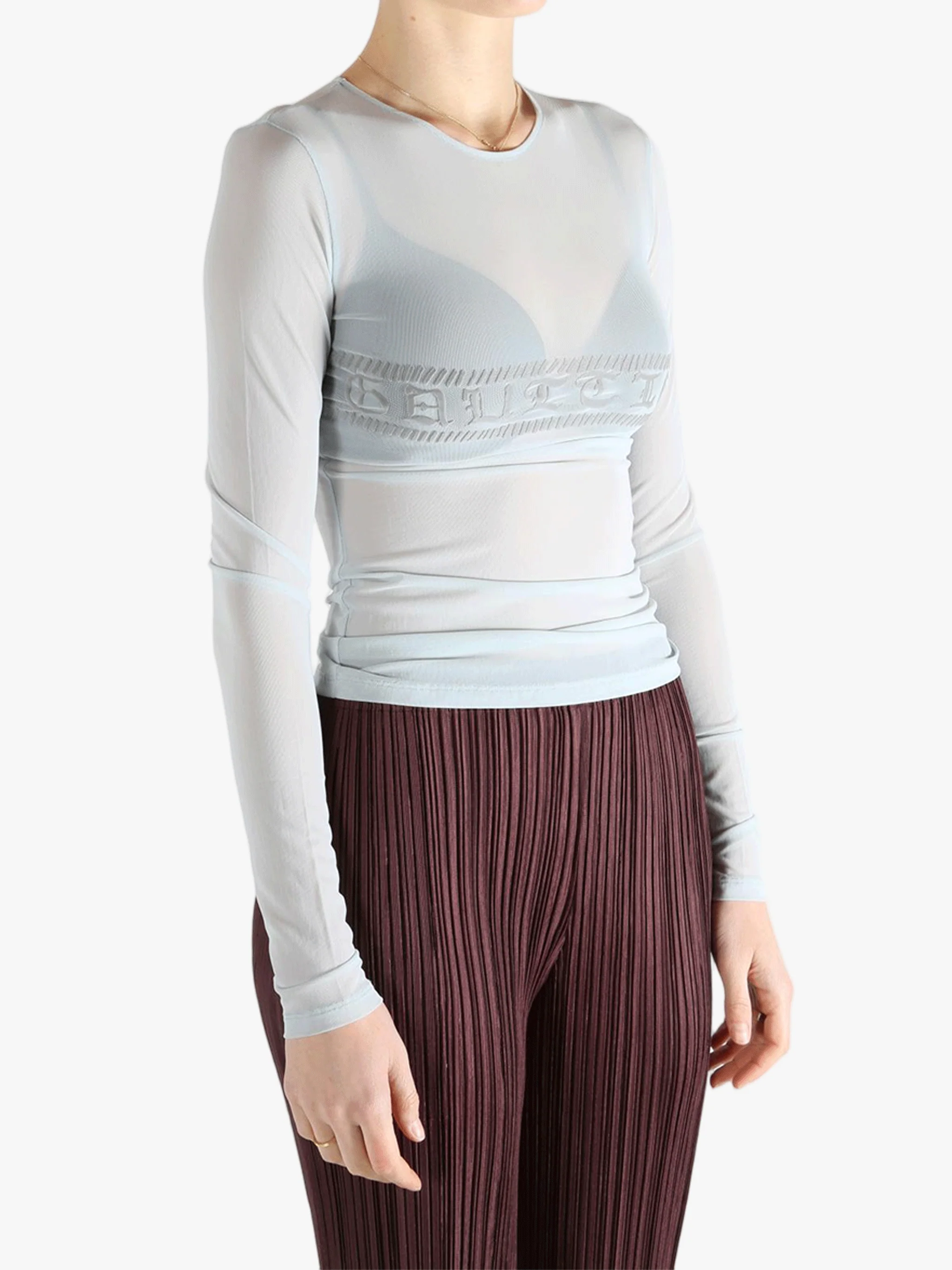 JEAN PAUL GAULTIER - Women Mesh Crewneck Long Sleeves Top - Image 2