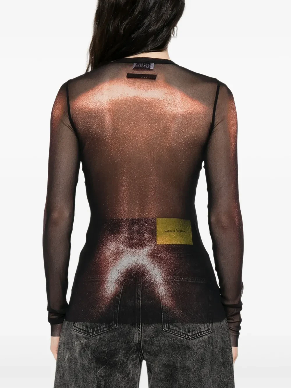JEAN PAUL GAULTIER - Women Mesh L.S. "Body Dust" Crew Neck Top - Image 3