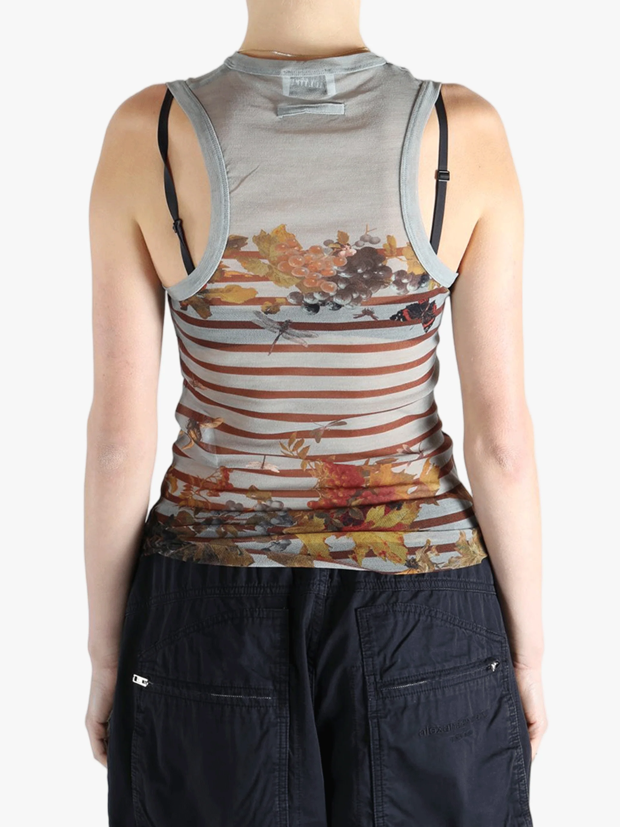 JEAN PAUL GAULTIER - Women Printed "MarinièreGrape" Mesh Tank Top - Image 3