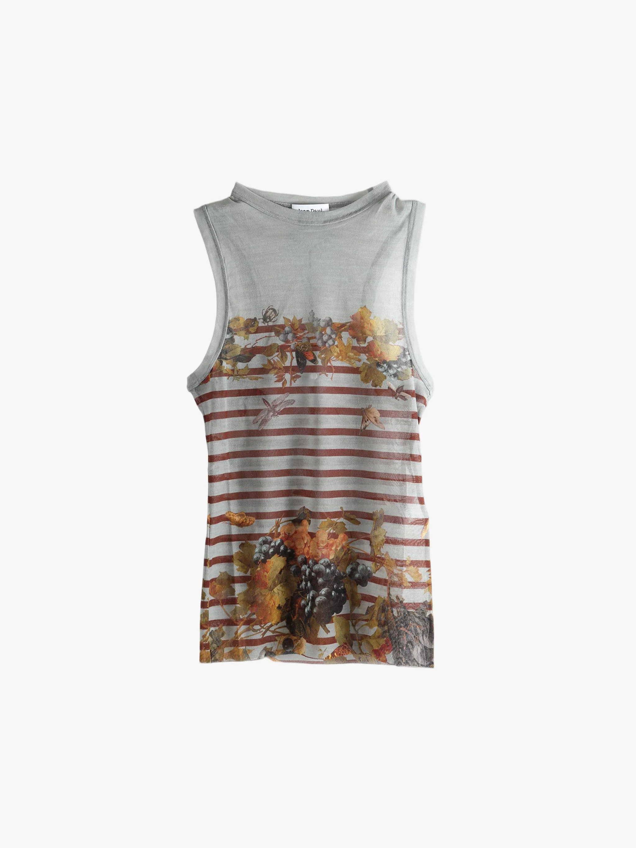 JEAN PAUL GAULTIER - Women Printed "MarinièreGrape" Mesh Tank Top - Image 4