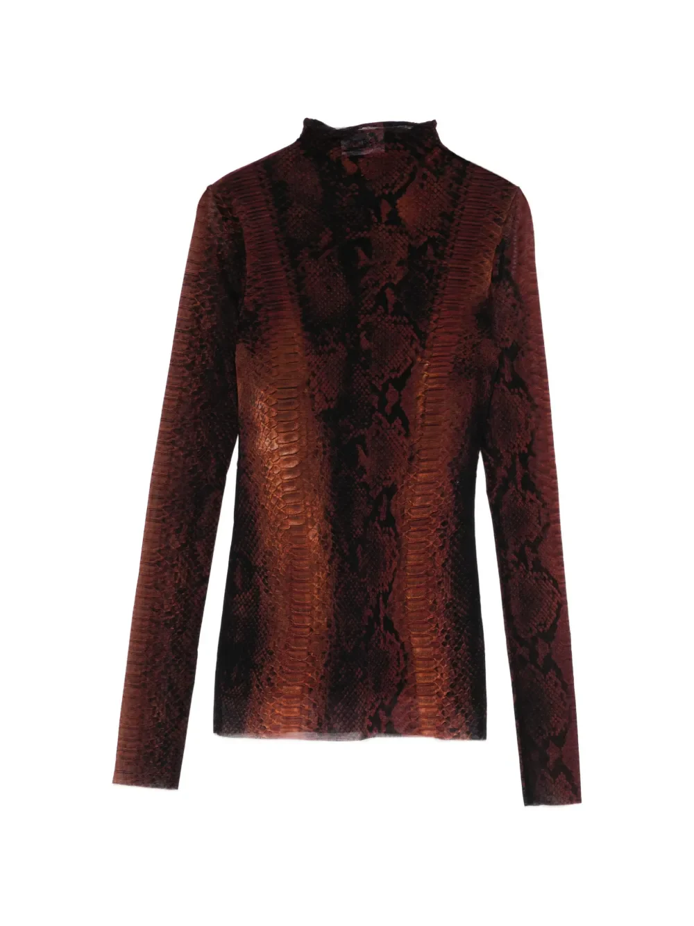 JEAN PAUL GAULTIER - Women Printed "Python" Mesh High Neck Long Sleeves Top - Image 5