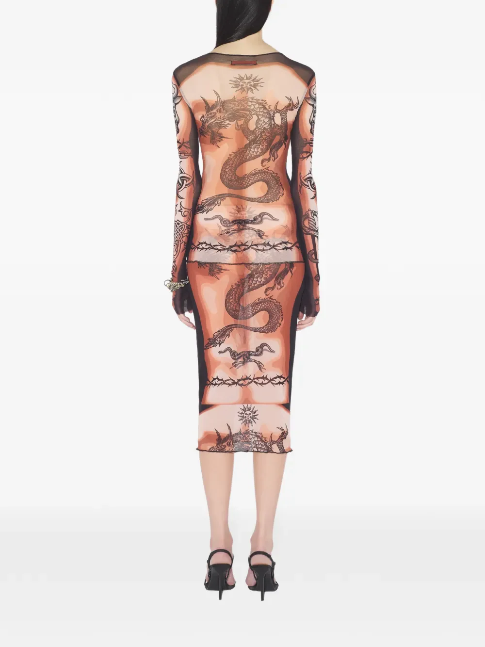 JEAN PAUL GAULTIER - Women Printed "Safe Sex Tattoo" Long Sleeves Crew Neck Top - Image 3