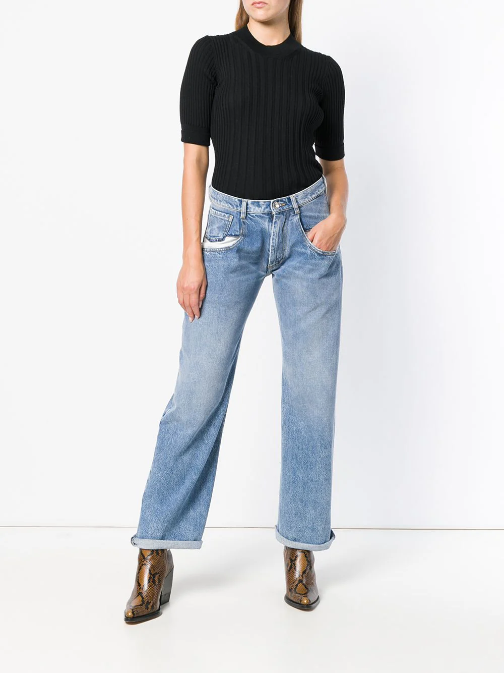 MAISON MARGIELA - Women Straight Jean with Contrast Pockets
