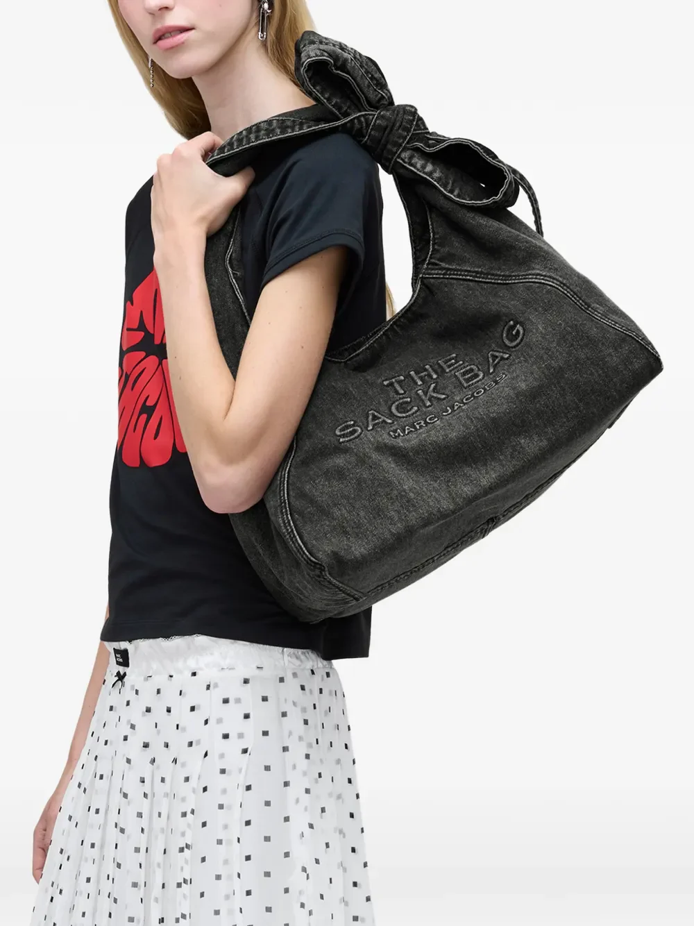 MARC JACOBS - Women Denim Bow Sack Bag - Image 3