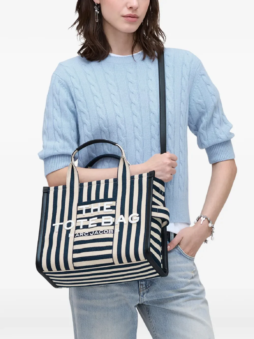 MARC JACOBS - Women Stripe Canvas Medium Tote Bag - Image 2