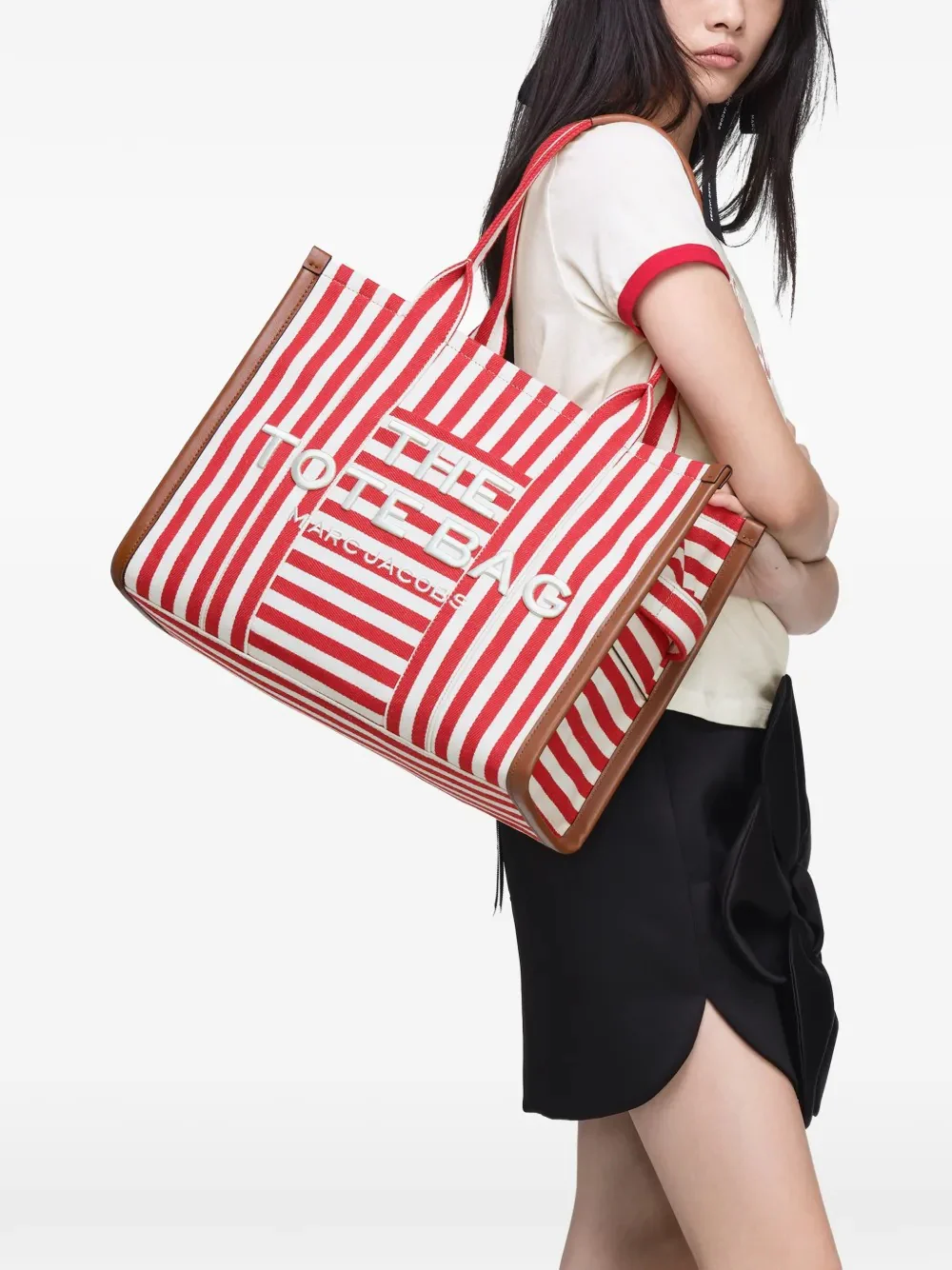 MARC JACOBS - Women The Large Tote Stripe Canvas Tote Bag - Image 6