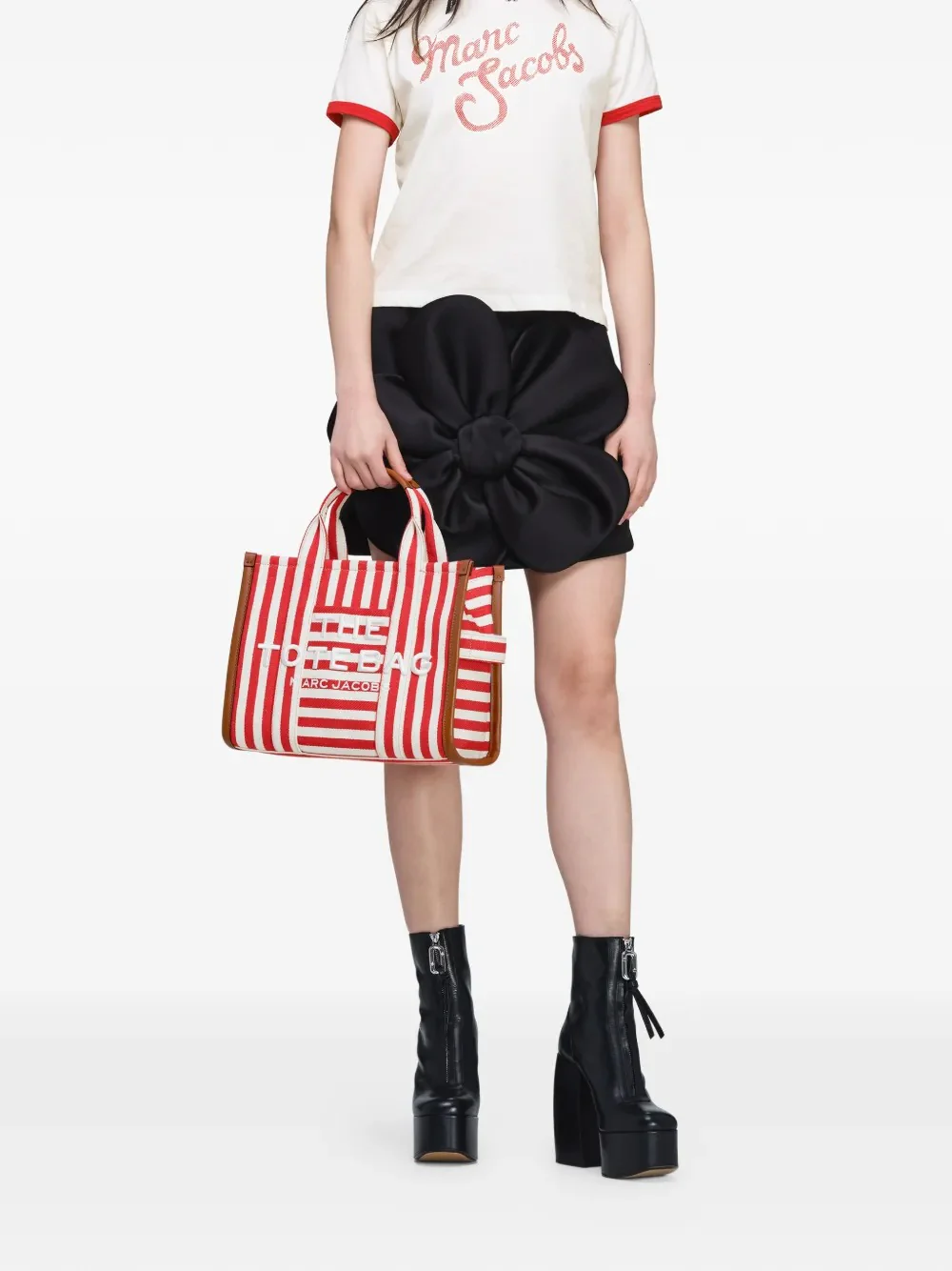 MARC JACOBS - Women The Medium Tote Stripe Canvas Tote Bag - Image 3