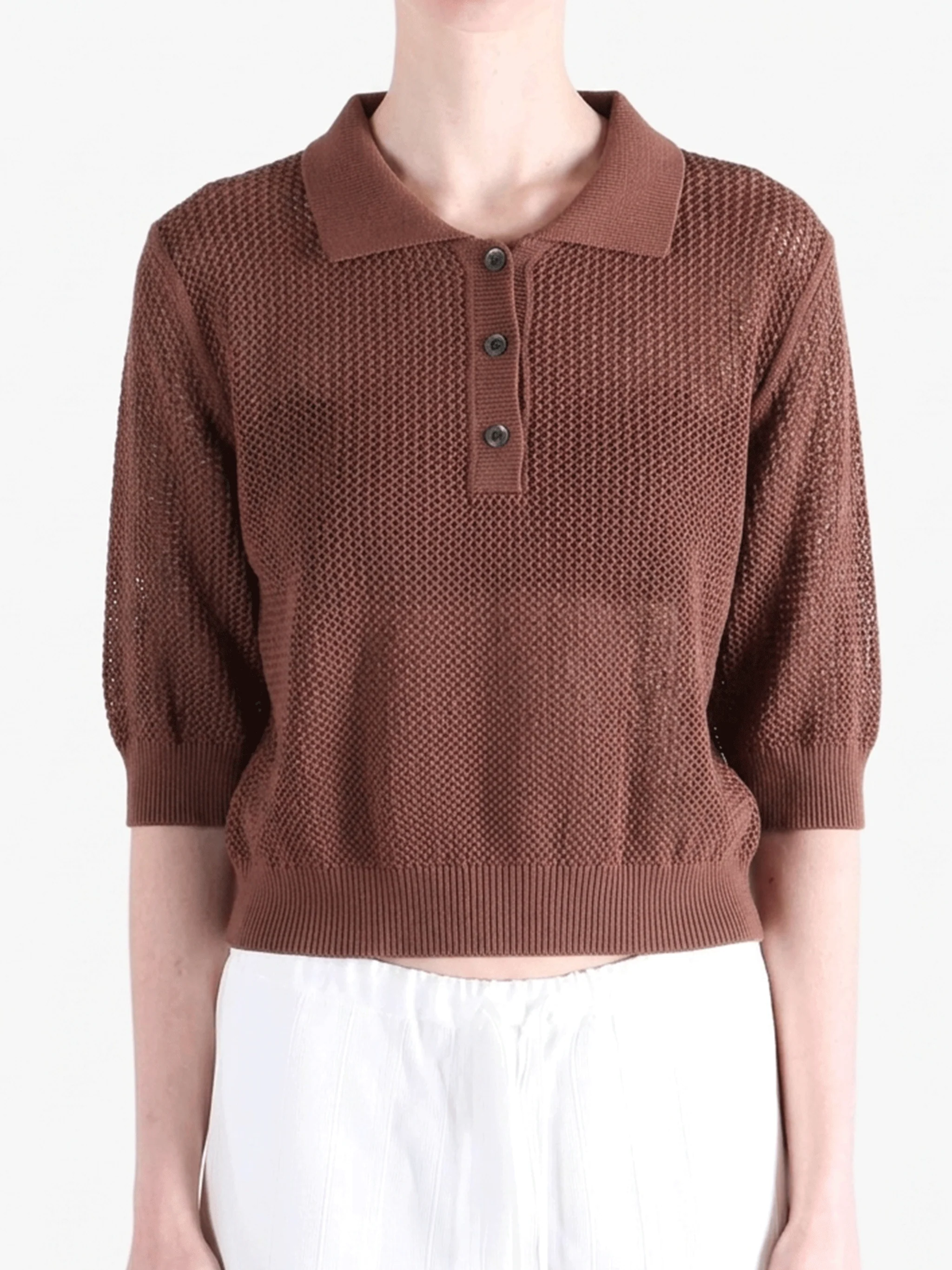 MARGARET HOWELL - Women Pointelle Polo Shirt