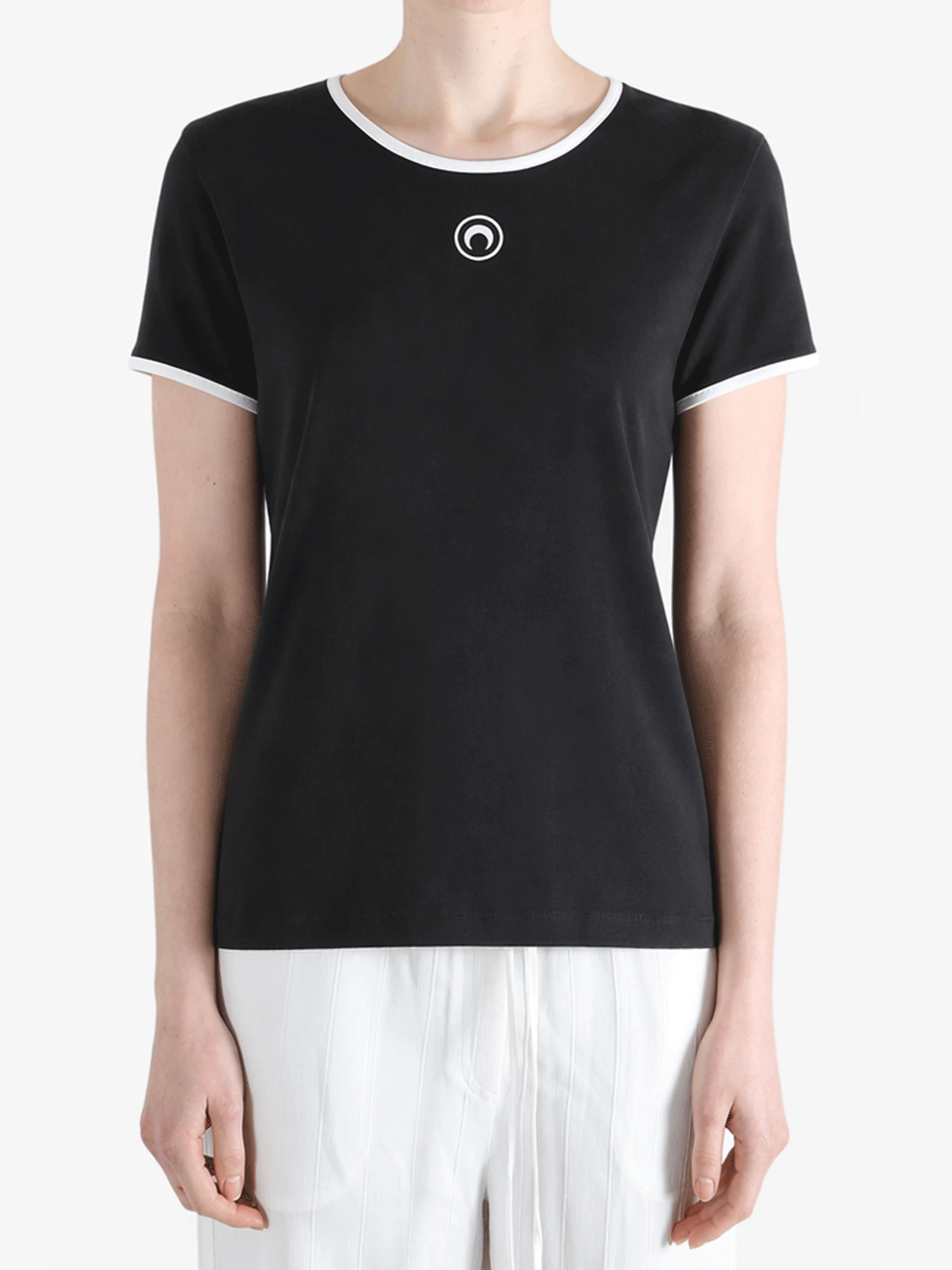 MARINE SERRE - Women Moon Logo Bicolor Jersey SS T-Shirt