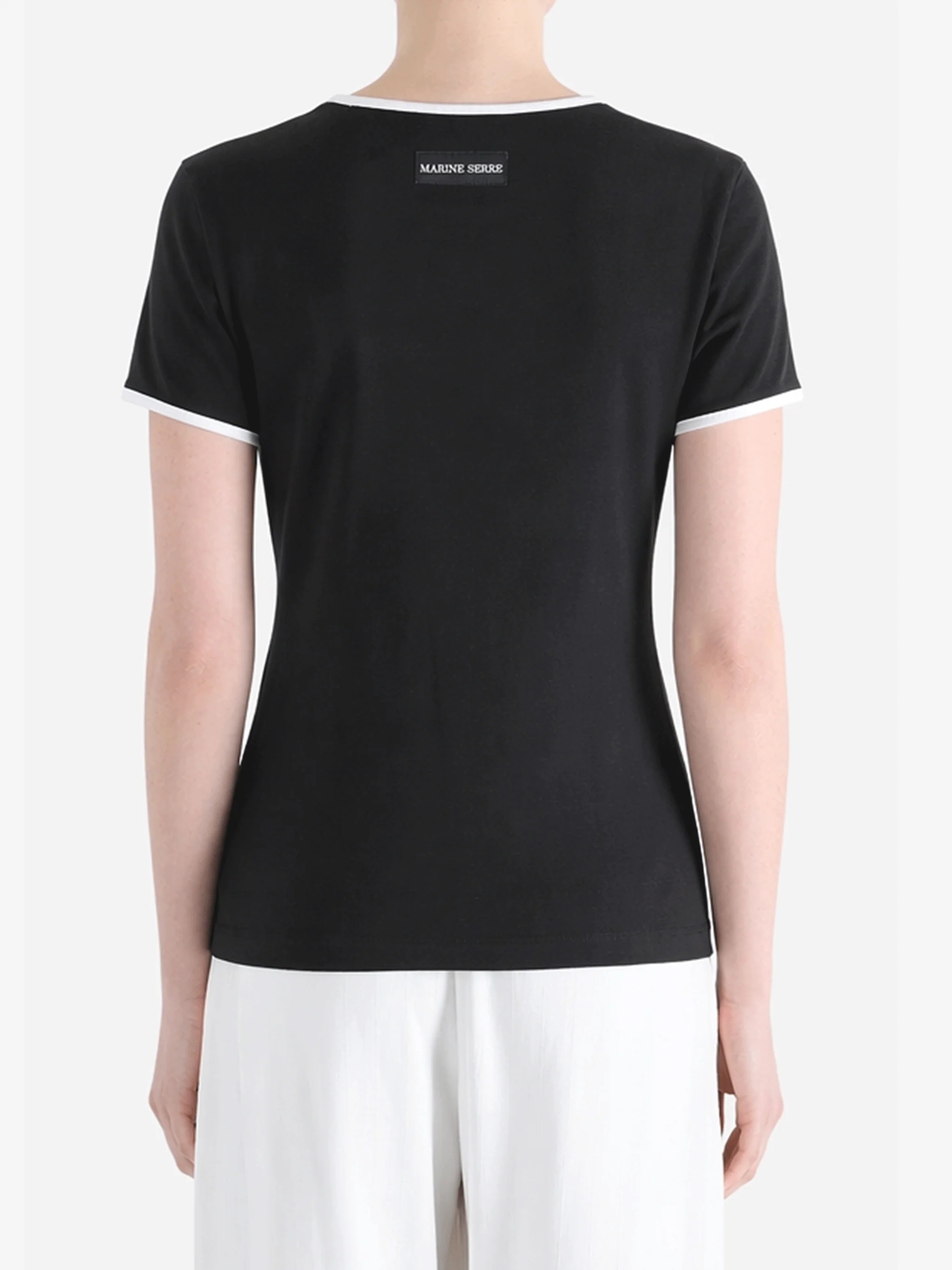 MARINE SERRE - Women Moon Logo Bicolor Jersey SS T-Shirt - Image 3