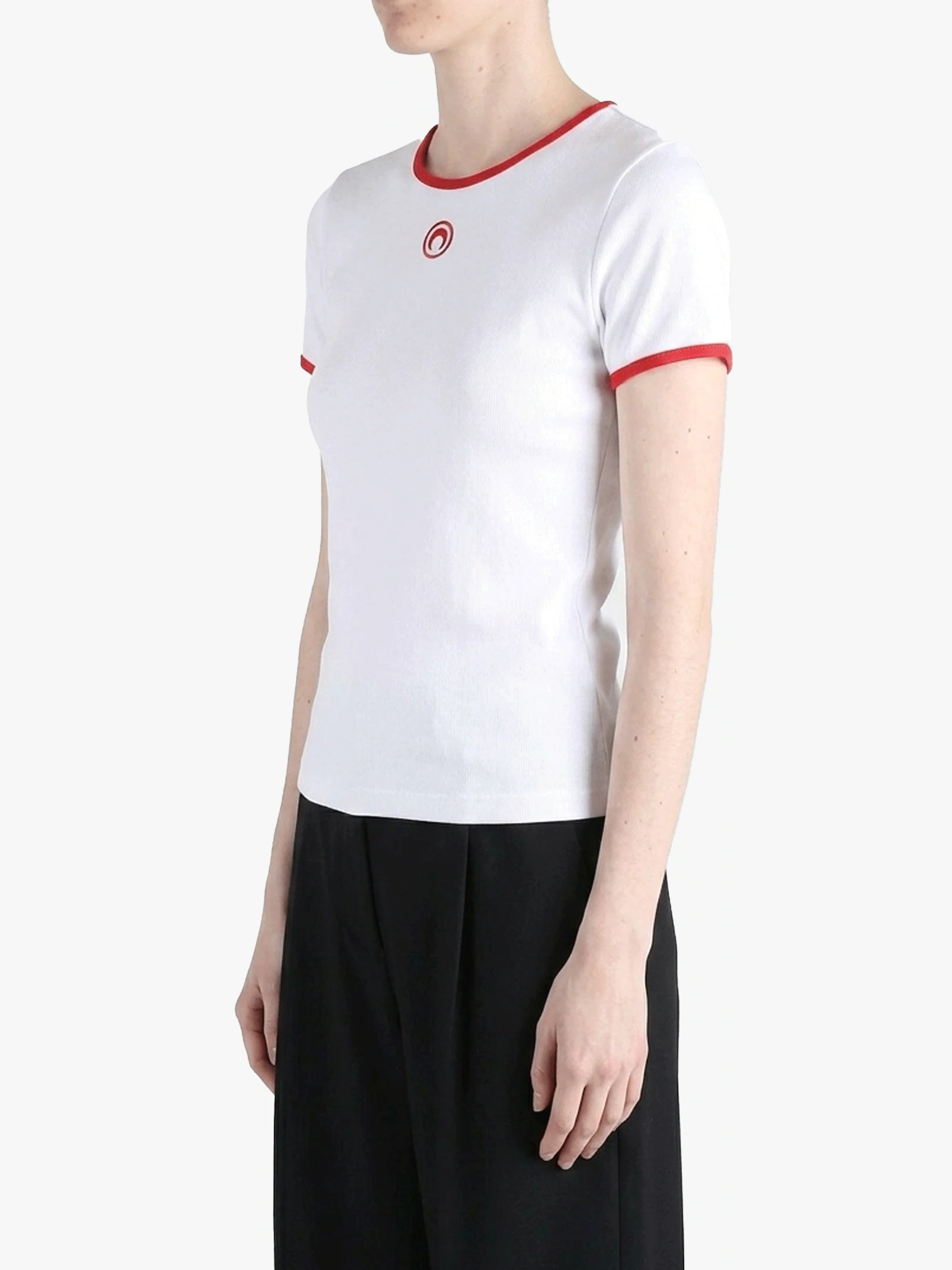 MARINE SERRE - Women Moon Logo Bicolor Jersey SS T-Shirt - Image 2