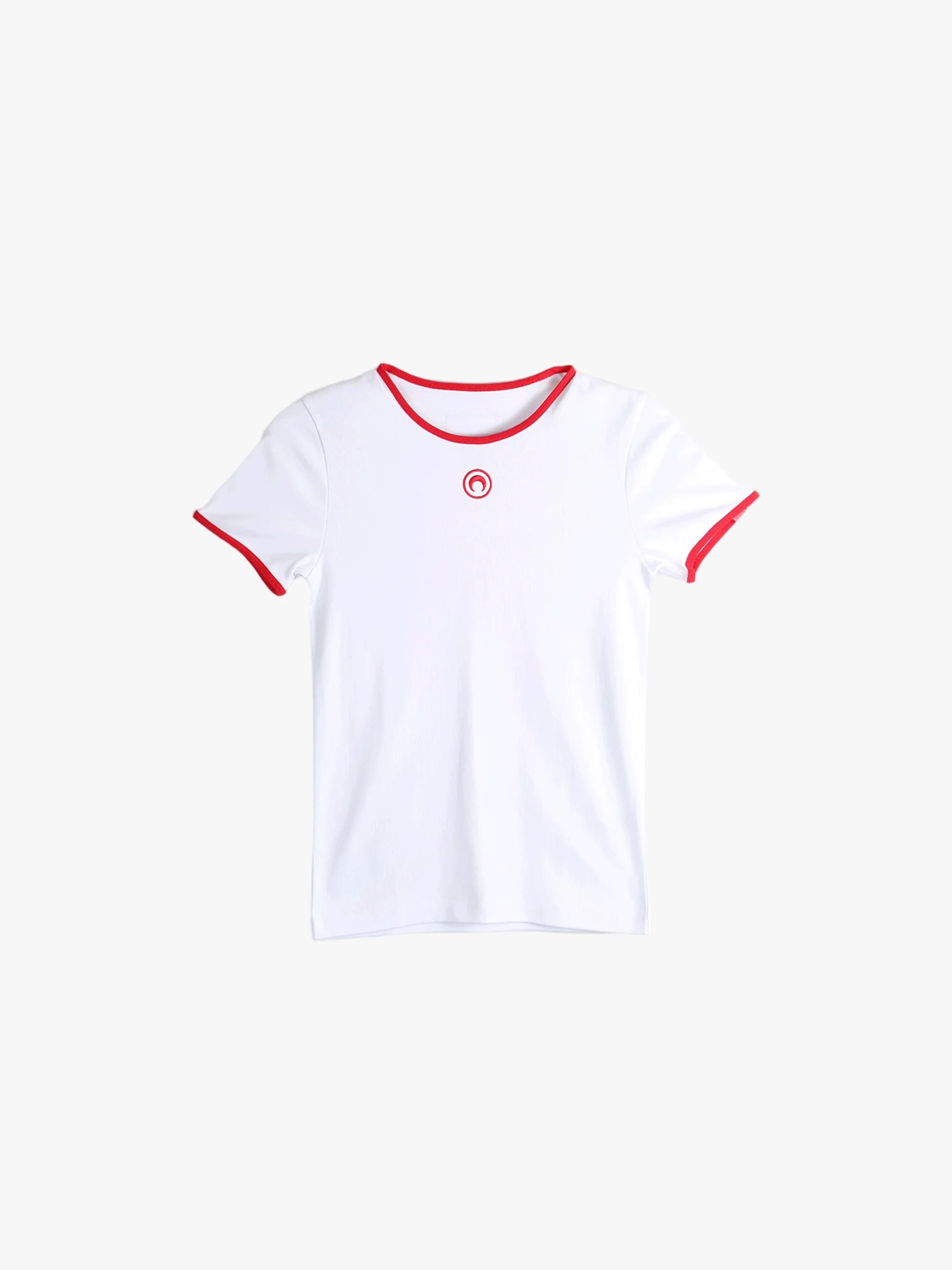 MARINE SERRE - Women Moon Logo Bicolor Jersey SS T-Shirt - Image 4