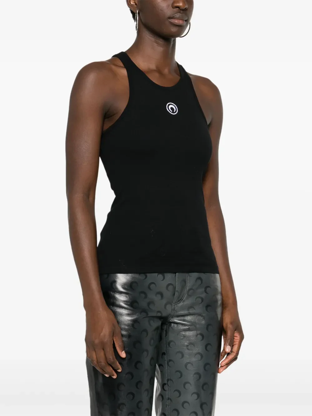 MARINE SERRE - Women Moon Logo Ribbed Jersey Tank Top - Image 2