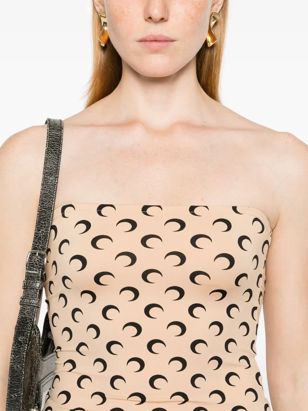 MARINE SERRE - Women Moon Printed Jersey Bustier Top - Image 4