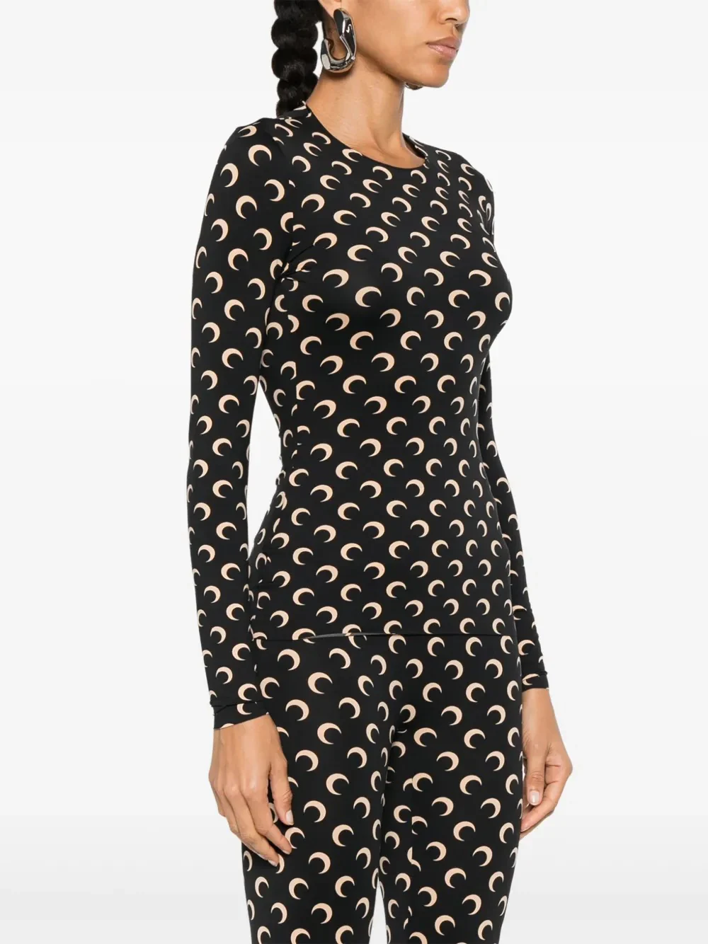 MARINE SERRE - Women Moon Printed Jersey Ls Crewneck Top - Image 2