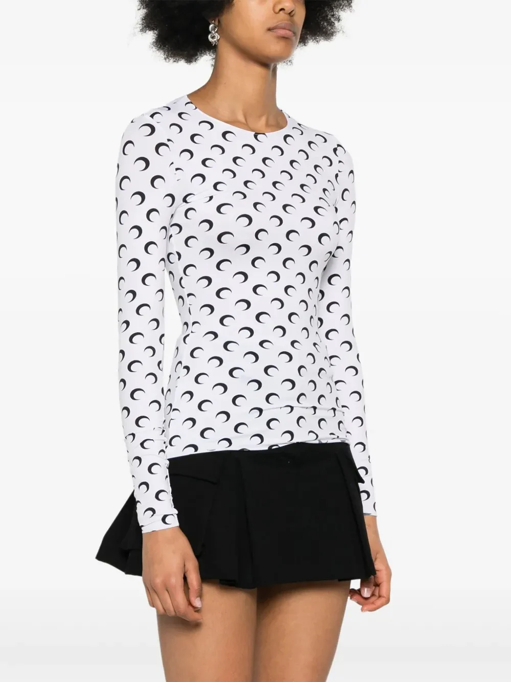 MARINE SERRE - Women Moon Printed Jersey Ls Crewneck Top - Image 2