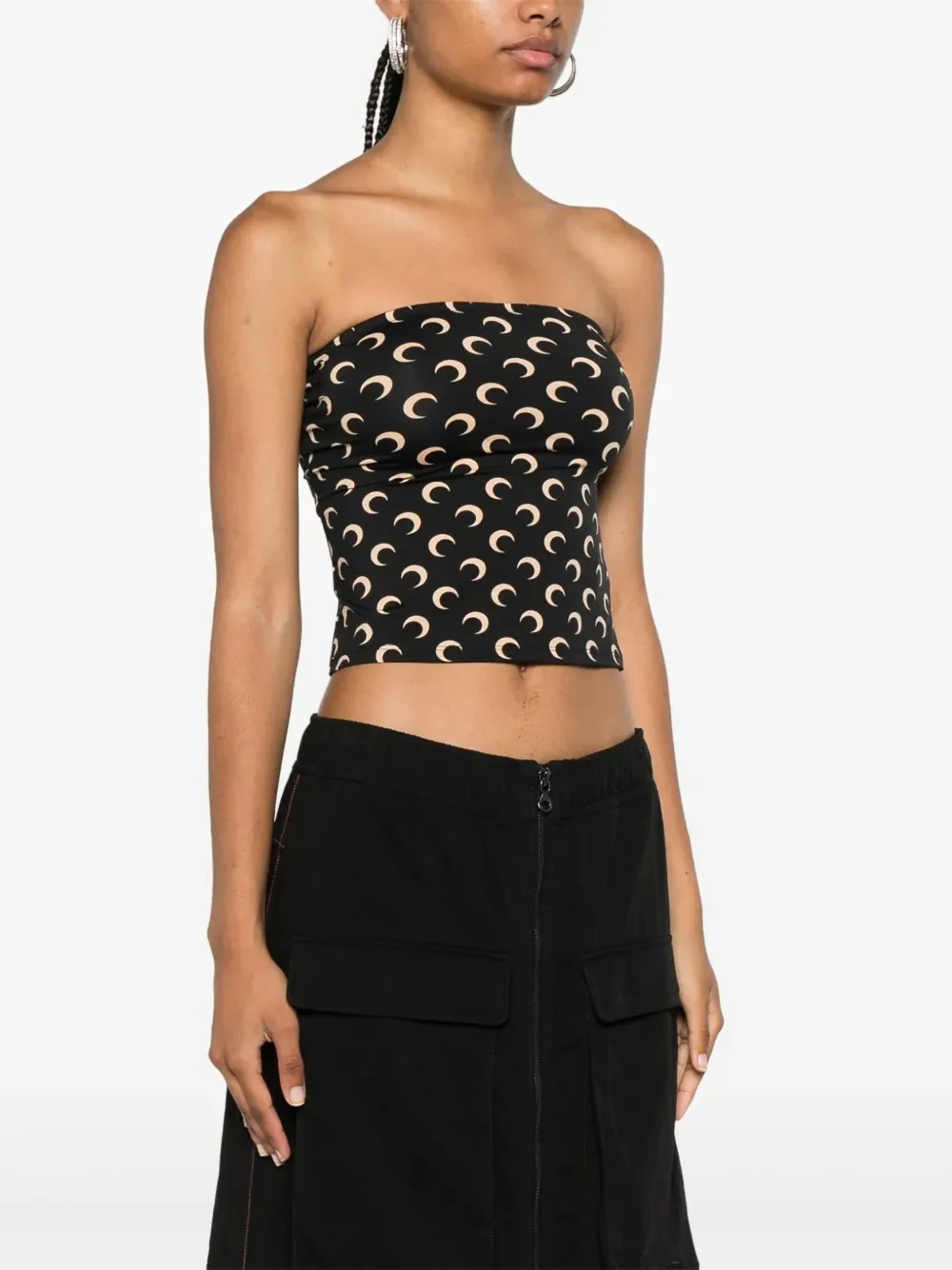 MARINE SERRE - Women Moon Printed Jersey Sleeveless Tube Top - Image 2