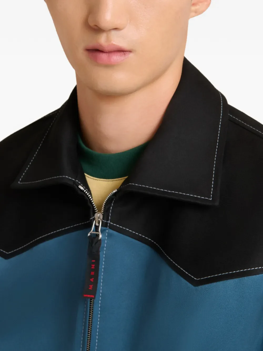 MARNI - Men Contrast Yokes Gabardine Jacket - Image 4