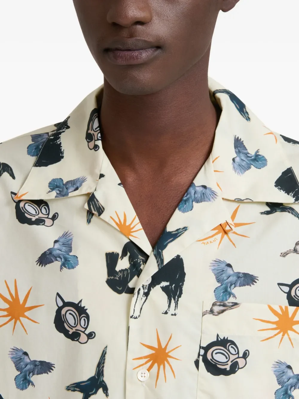 MARNI - Men Print Poplin Bowling Shirt - Image 4