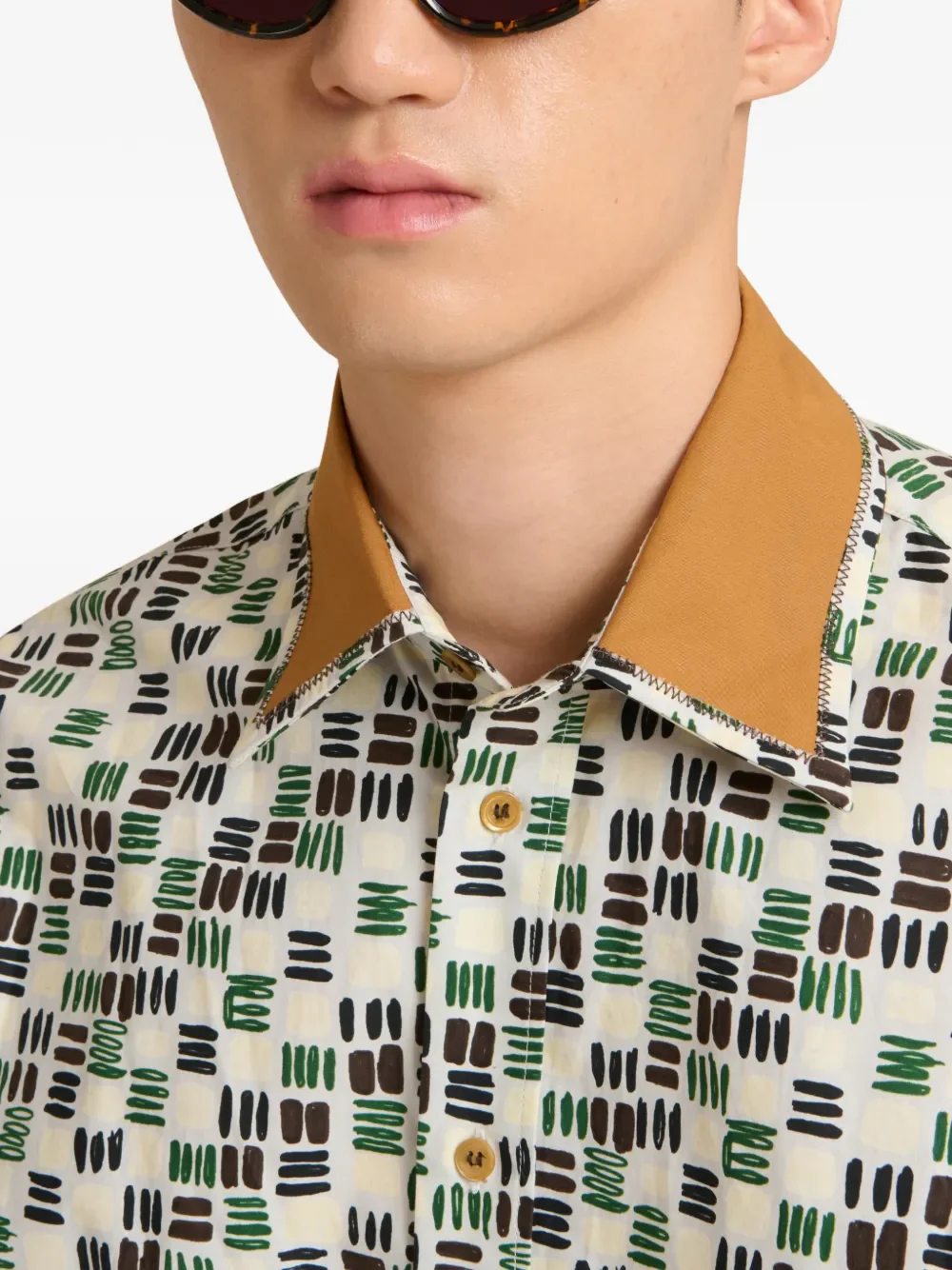 MARNI - Men Rhythms Print Poplin Shirt - Image 3