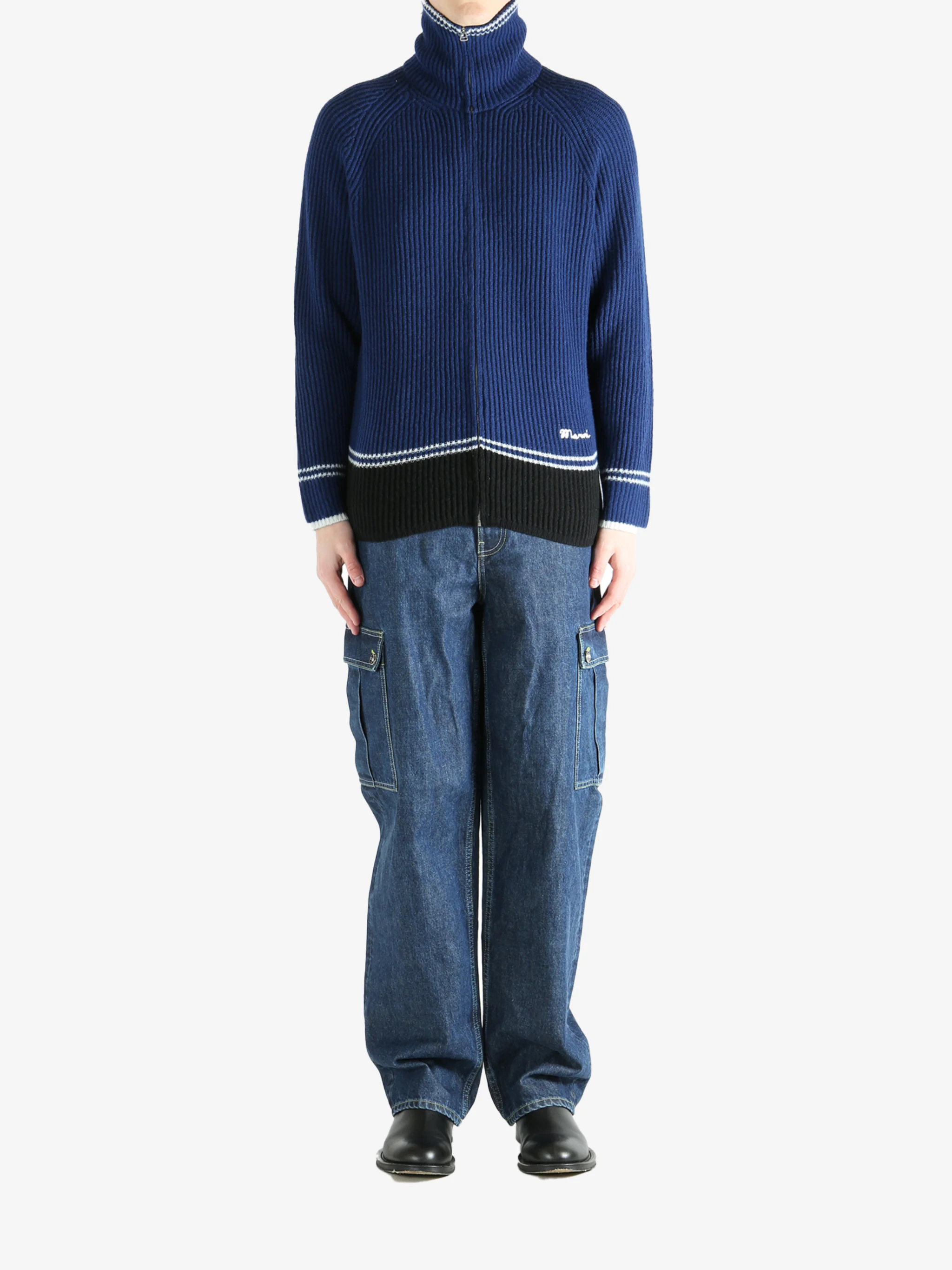 MARNI - Men Wolf Patch Wool Alpaca Cardigan - Image 4