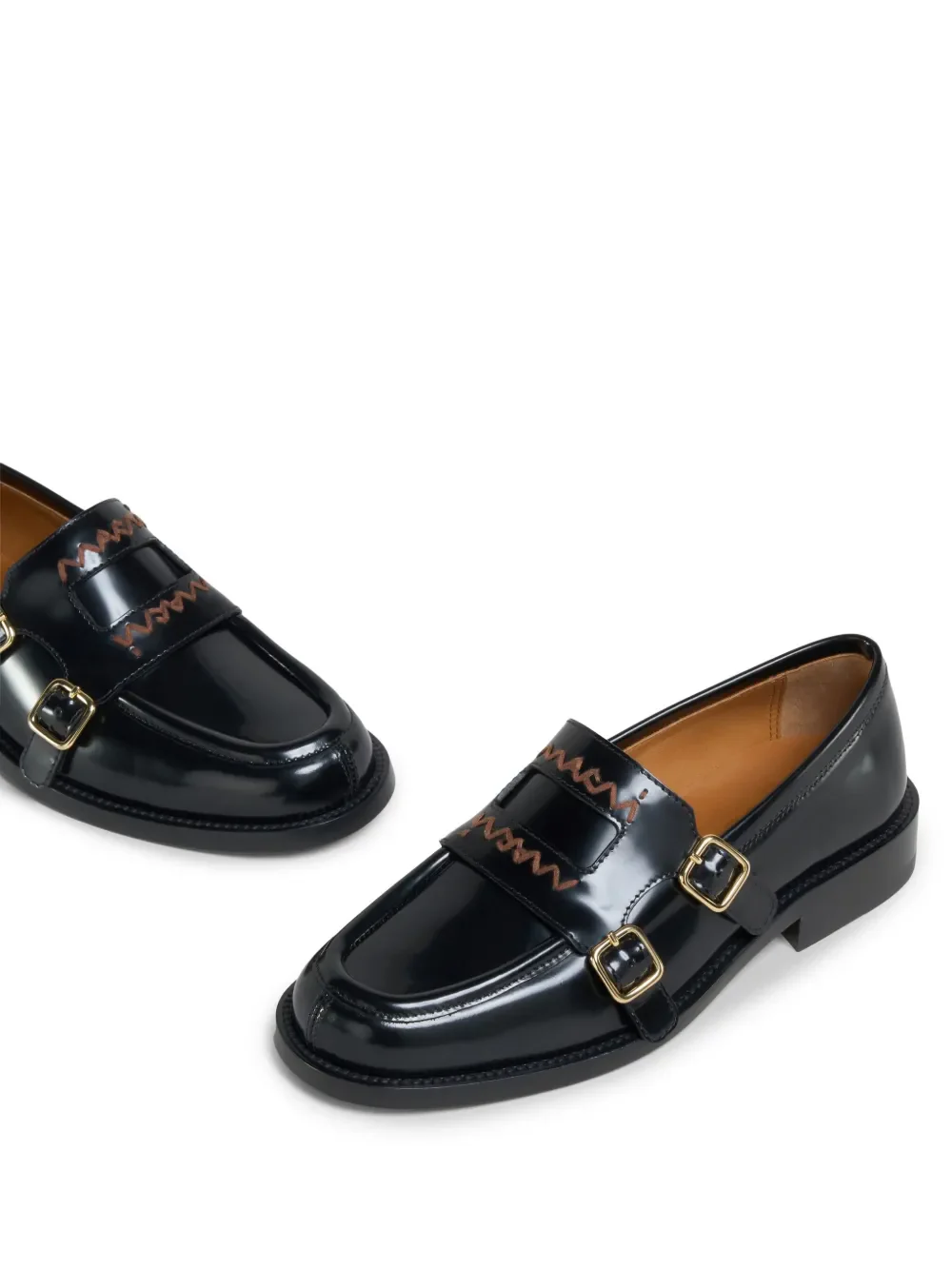 MARNI - Women Double Buckle Leather Moccasin Shoes - Image 5