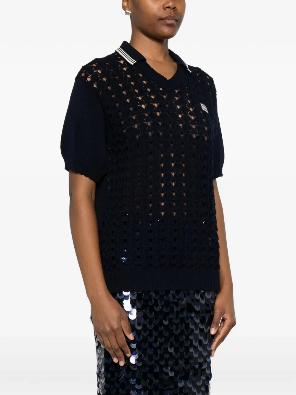MIU MIU - Women Crochet Polo Shirt - Image 2