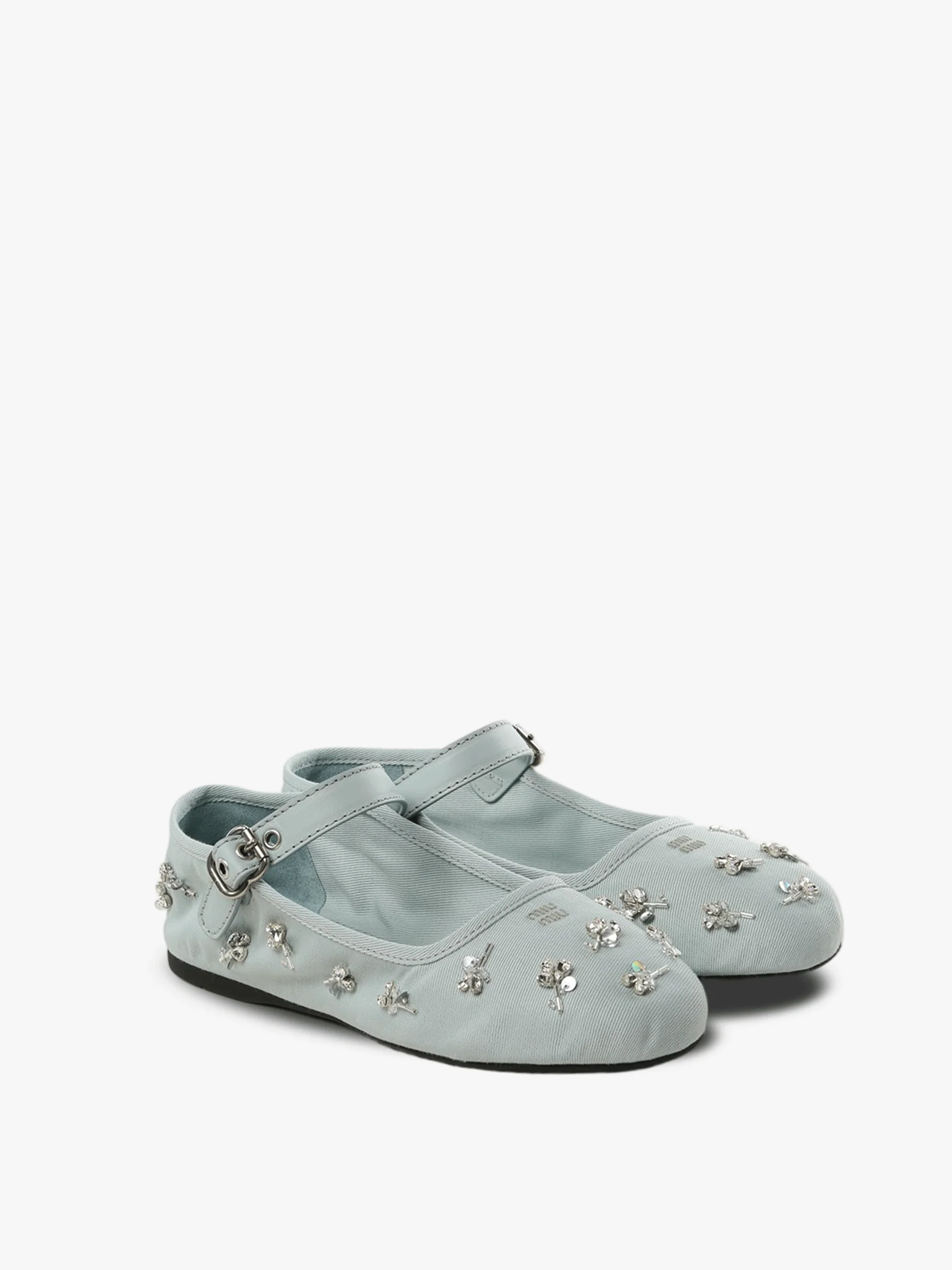 MIU MIU - Women Embroidered Drill Ballerinas - Image 2