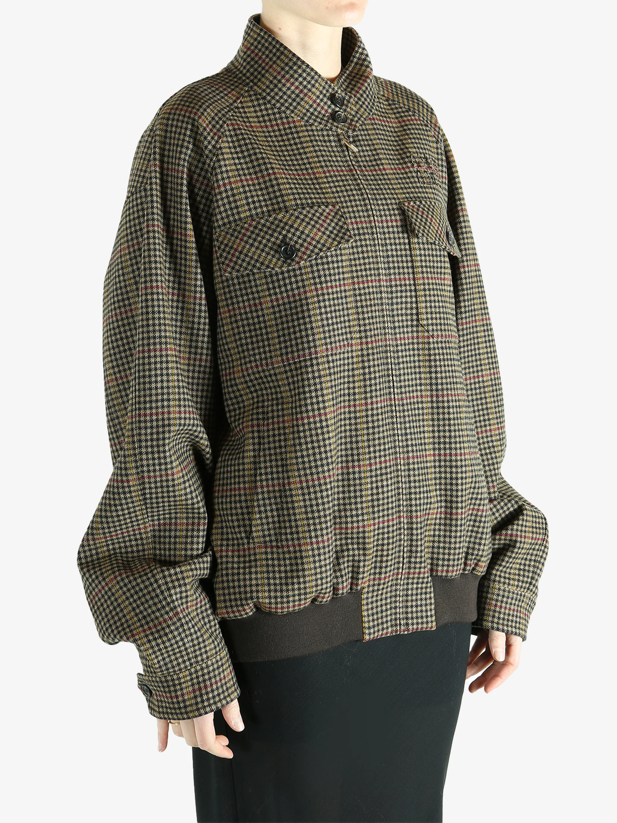 MIU MIU - Women Houndstooth Check Blouson Jacket - Image 2