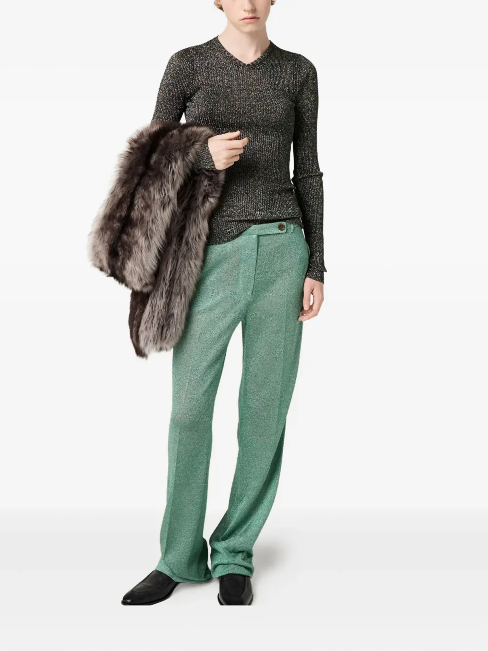 MIU MIU - Women Lurex V-Neck Sweater