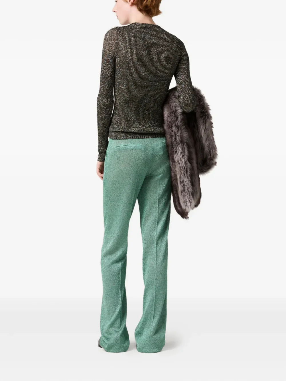 MIU MIU - Women Lurex V-Neck Sweater - Image 2