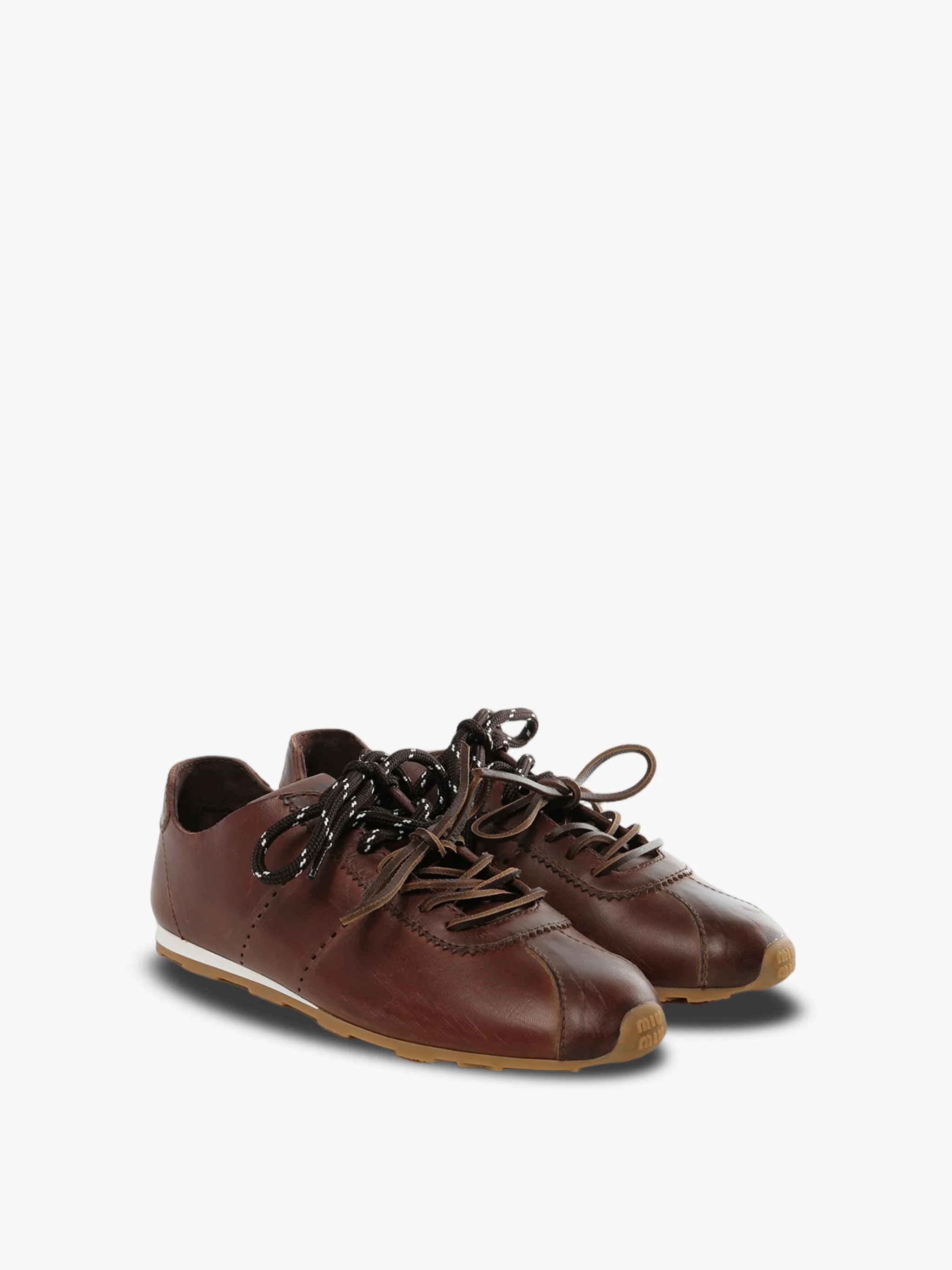 MIU MIU - Women Plume Leather Sneakers - Image 2