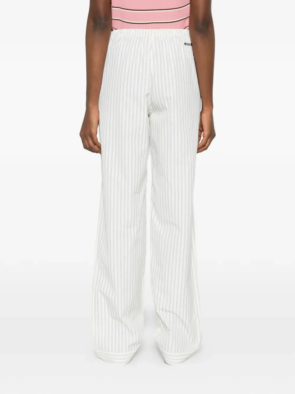 MIU MIU - Women Striped Poplin Pants - Image 3