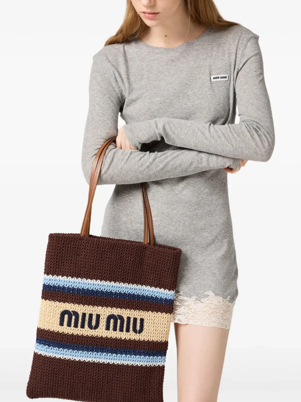 MIU MIU - Women Tessuto Stripes Bag - Image 2