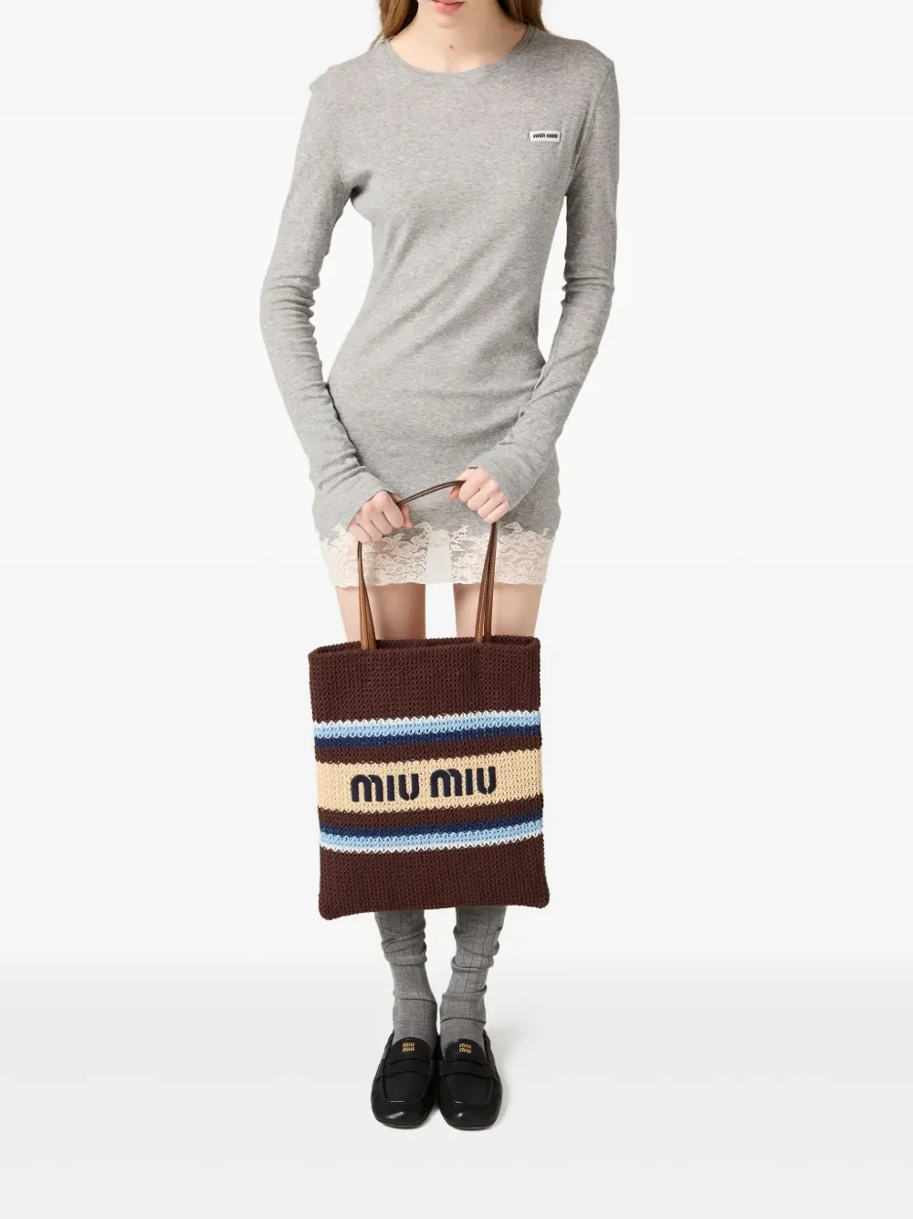 MIU MIU - Women Tessuto Stripes Bag - Image 3