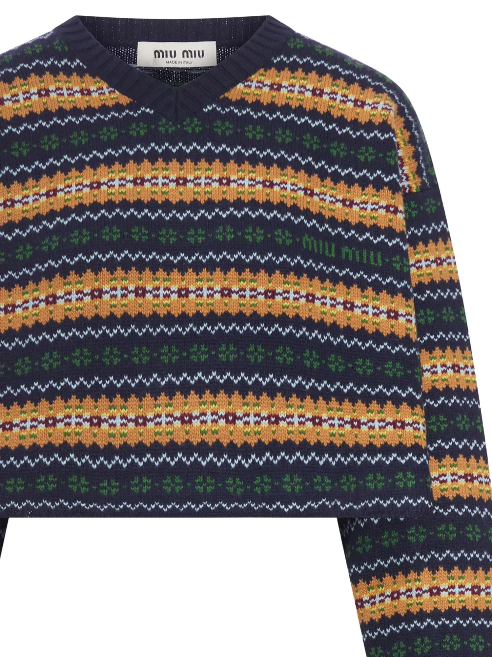 MIU MIU - Women Wool Blue V-Neck Top - Image 2