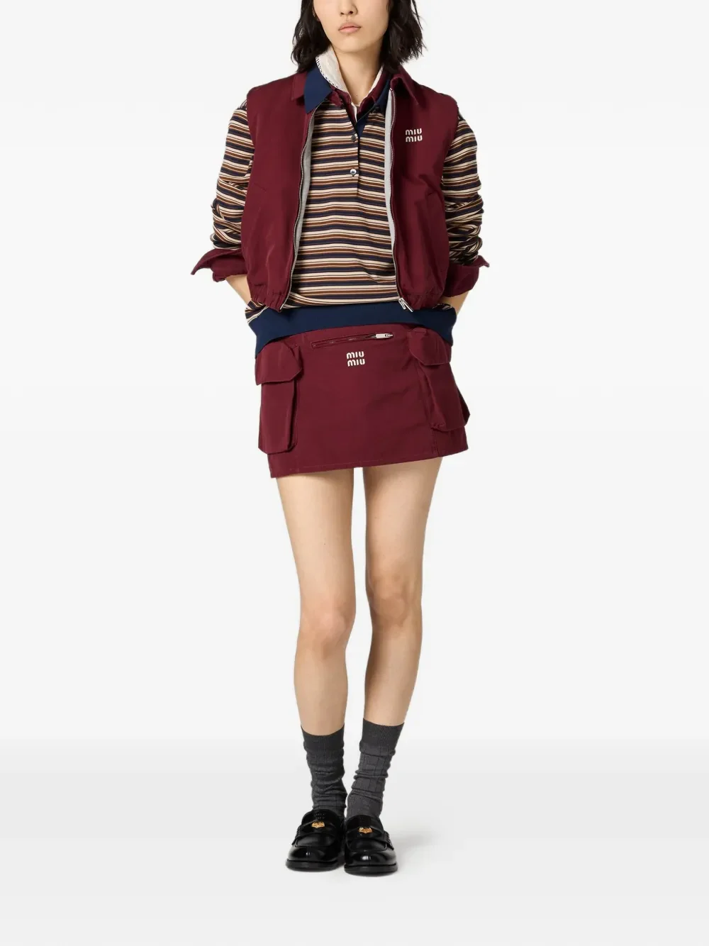 MIU MIU - Womens Wool Striped Polo Shirt