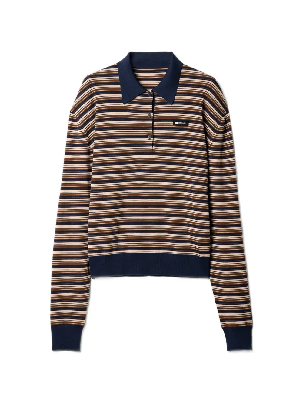 MIU MIU - Womens Wool Striped Polo Shirt - Image 6