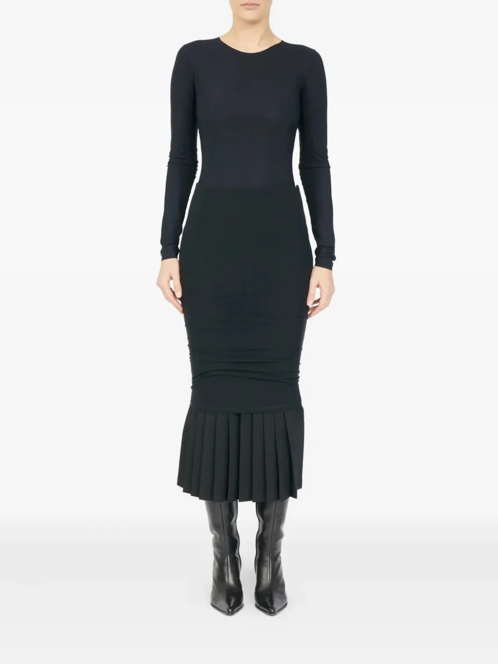 MM6 Maison Margiela - Women Long Layered Pleated Skirt - Image 4